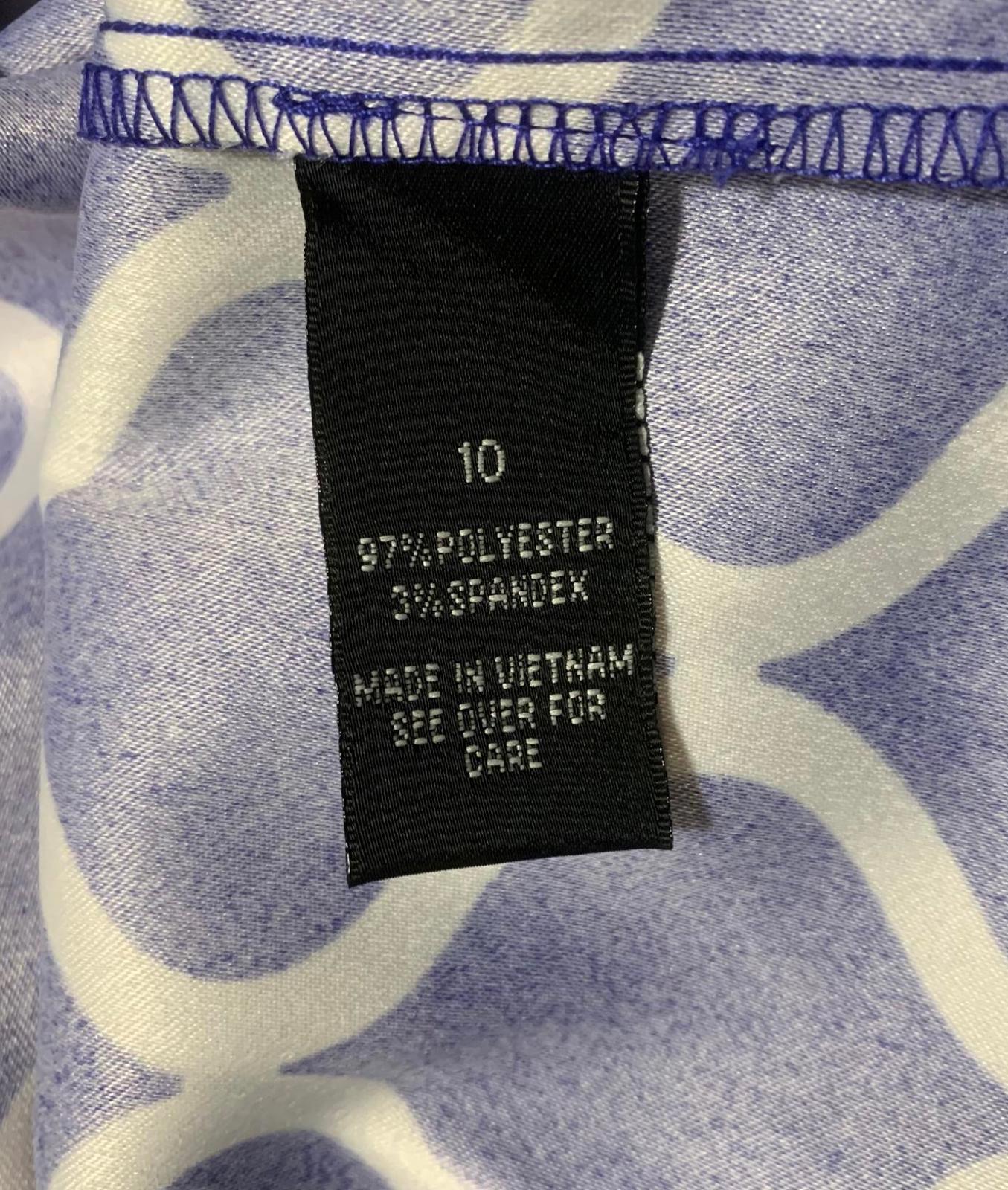 Vestido ALYX para mujer, talla 10, azul real, blanco, estampado, sin mangas