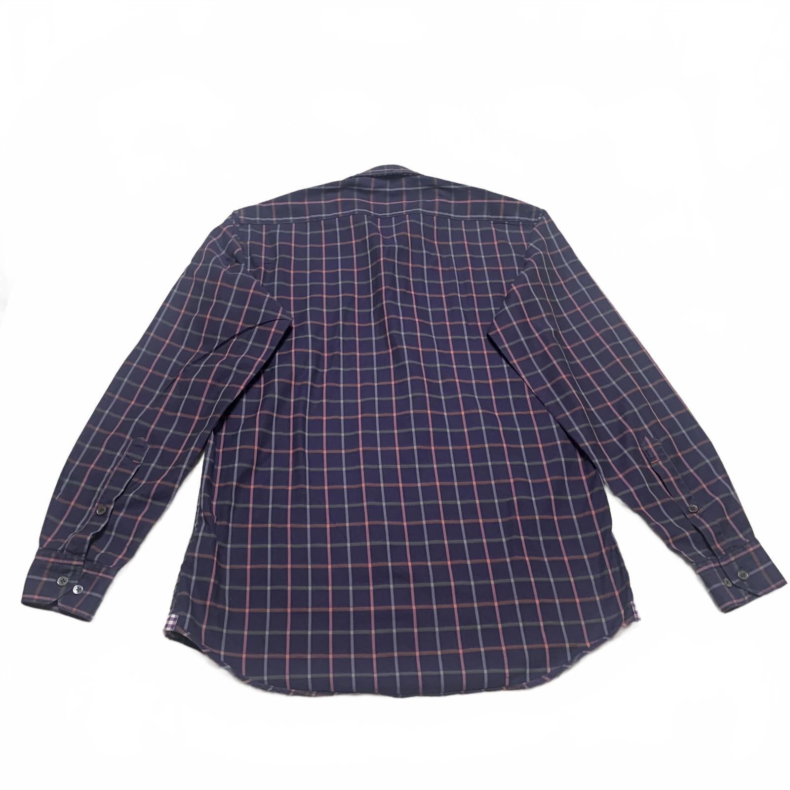 Borgo Ognissanti 28 Camisa de hombre con botones a cuadros azules y cuadros multicolor