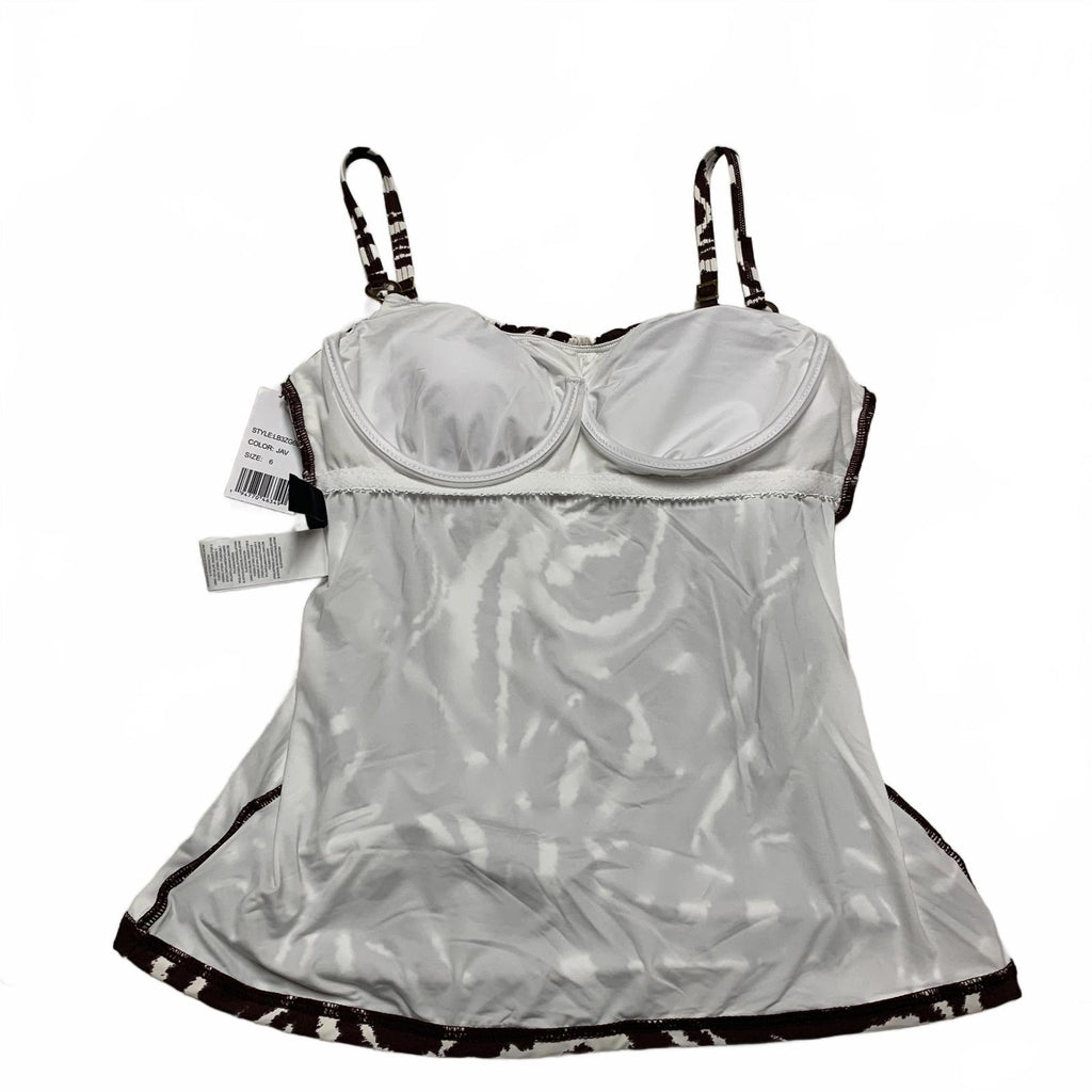 Top tankini con estampado de cebra marrón tostado para mujer La Blanca talla 6 con soporte de sujetador incorporado