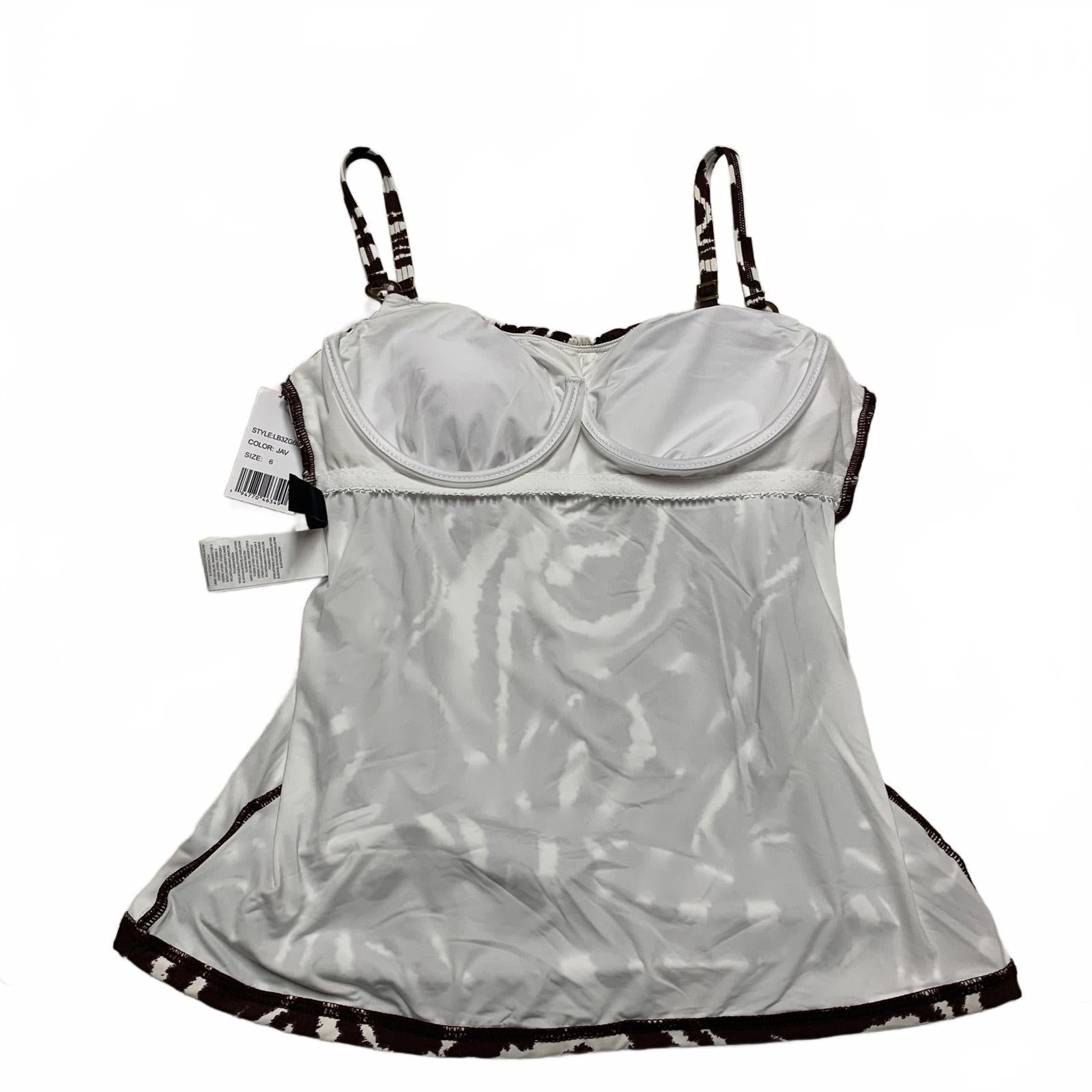 Top tankini con estampado de cebra marrón tostado para mujer La Blanca talla 6 con soporte de sujetador incorporado