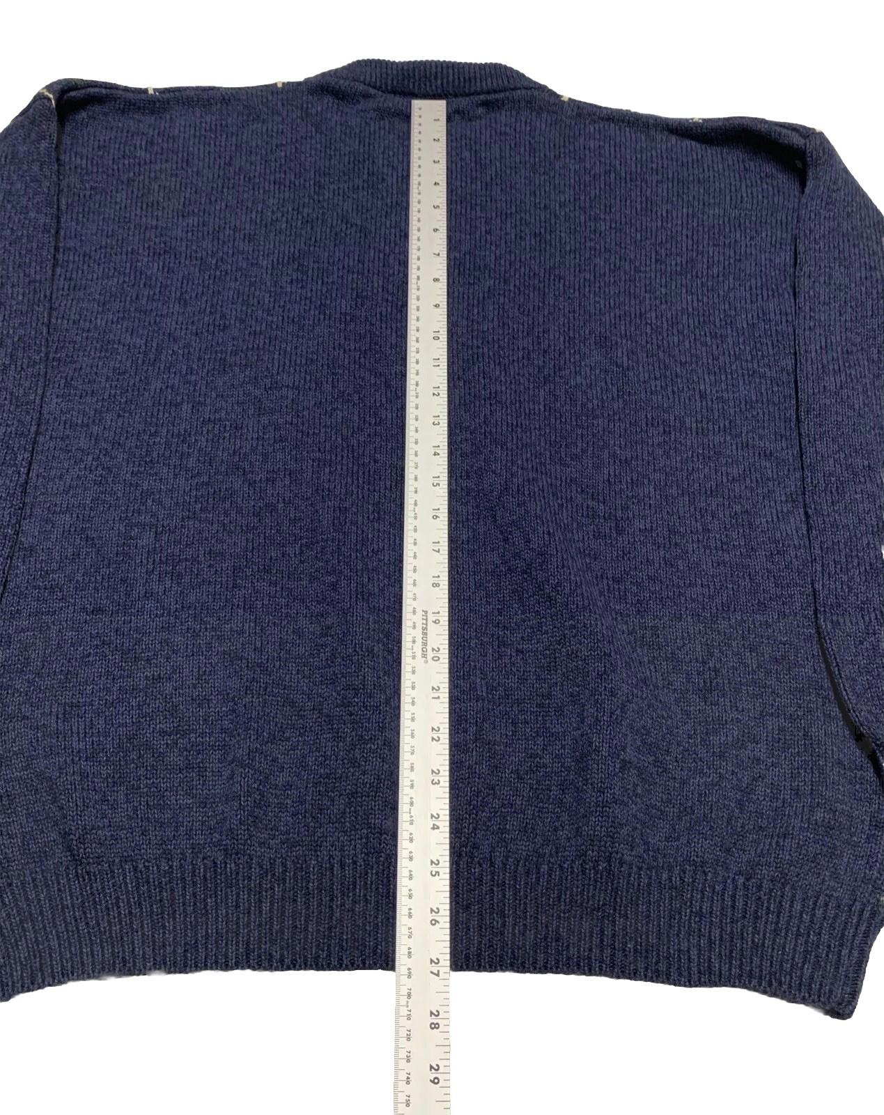 Izod Men's XL Blue Green Knit Sweater Argyle Diamond Crew Neck 100% Cotton