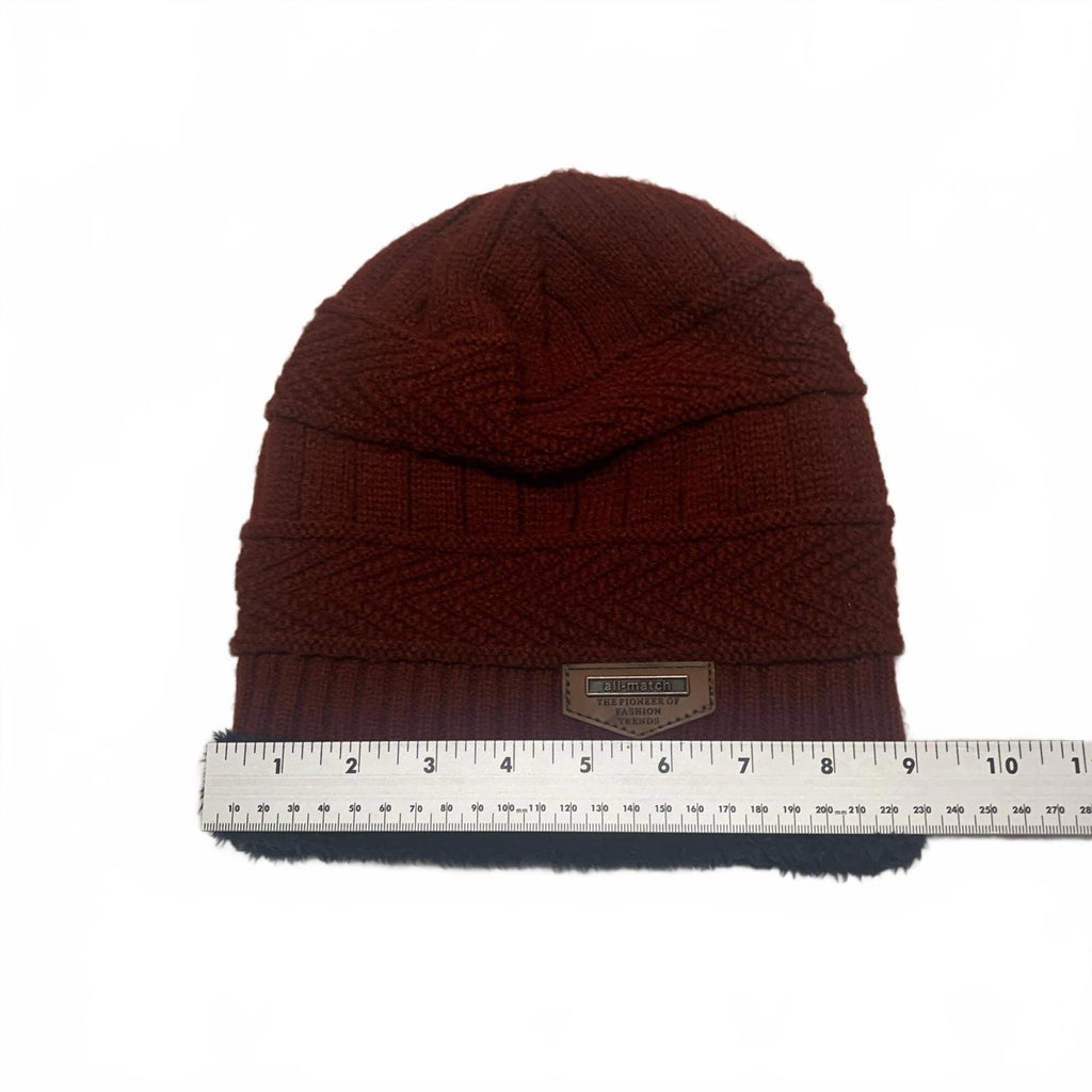 Conjunto de gorro, bufanda y guantes de punto para invierno, color burdeos y azul marino, forro de piel sintética OSFA