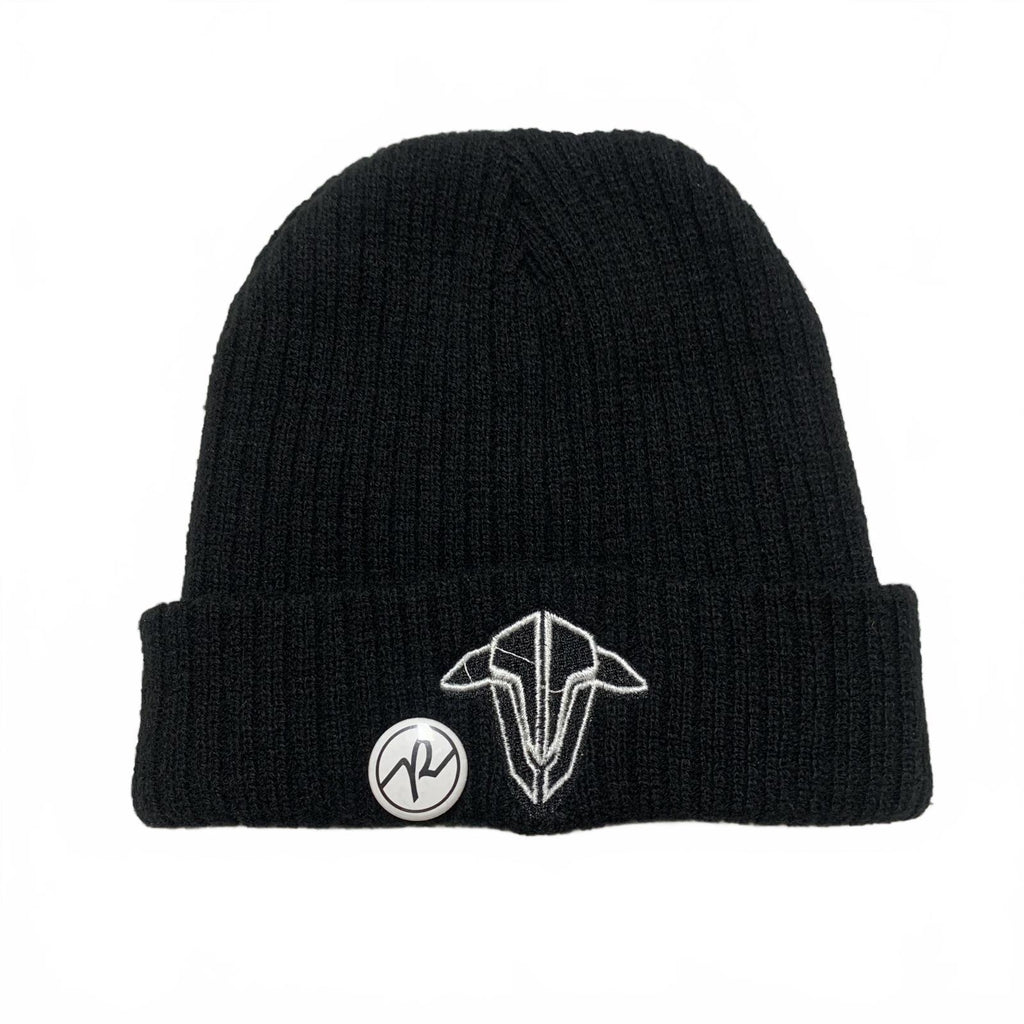 Gorro de punto negro con logotipo
