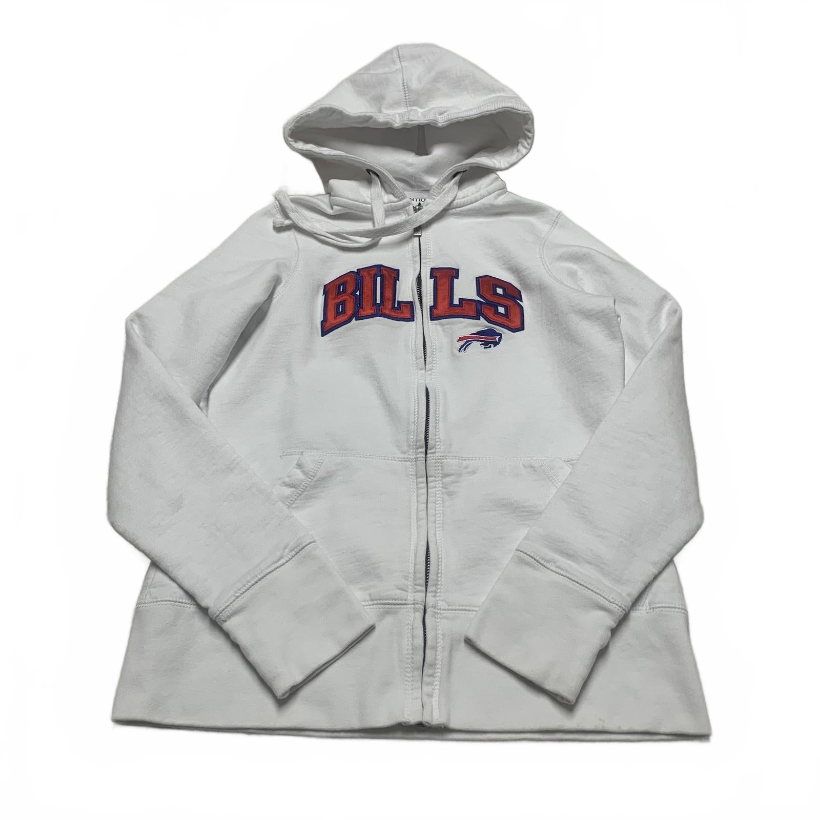 Sudadera con capucha y cremallera de los Buffalo Bills para mujer, color blanco, talla pequeña, de Antigua