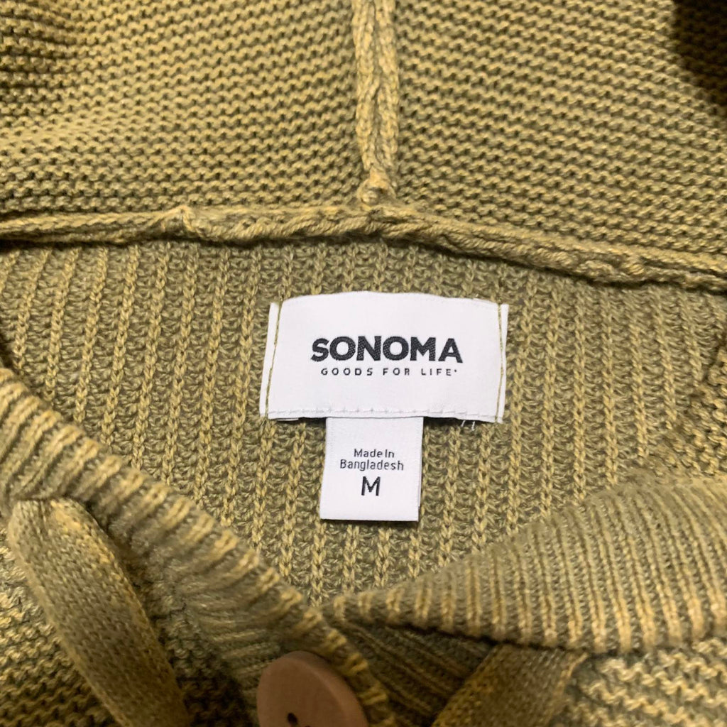 Sudadera con capucha de punto verde oliva con detalle de botones para mujer Sonoma, talla M