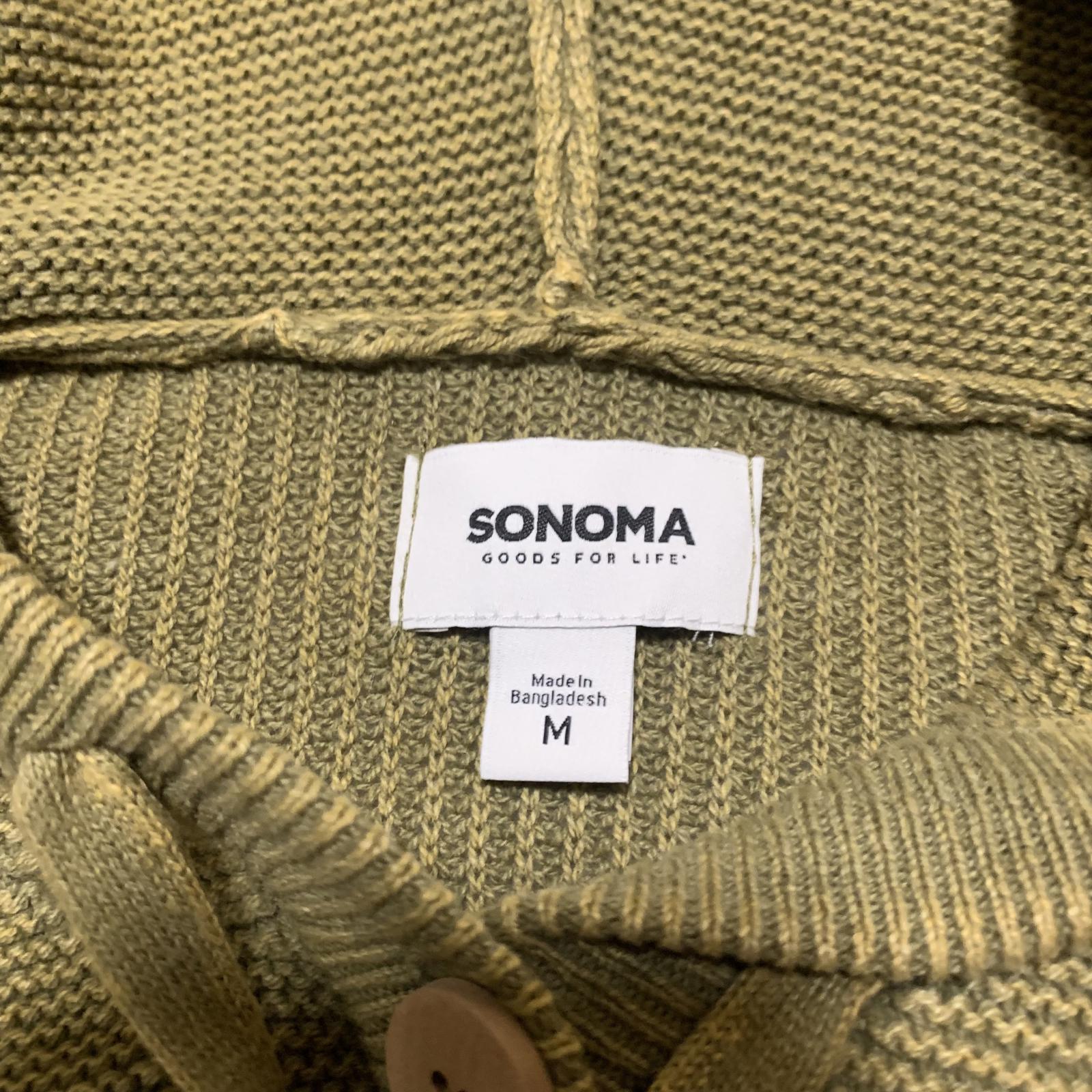 Sudadera con capucha de punto verde oliva con detalle de botones para mujer Sonoma, talla M