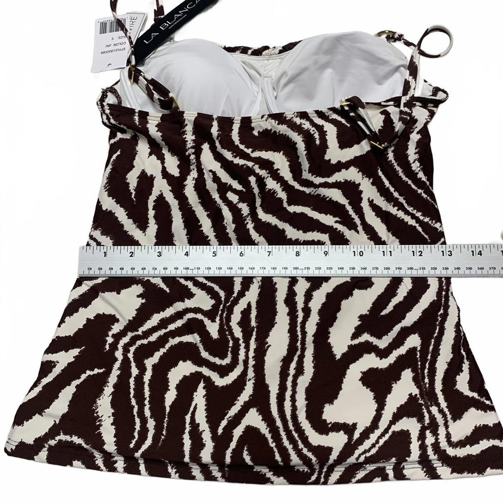 Top tankini con estampado de cebra marrón tostado para mujer La Blanca talla 6 con soporte de sujetador incorporado