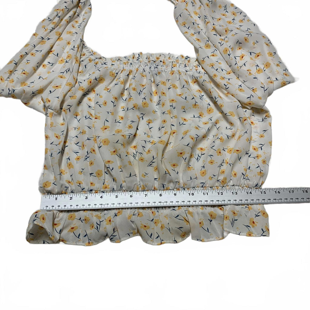 Top corto con hombros descubiertos y estampado floral de Helen Owen x Aqua para mujer, talla grande