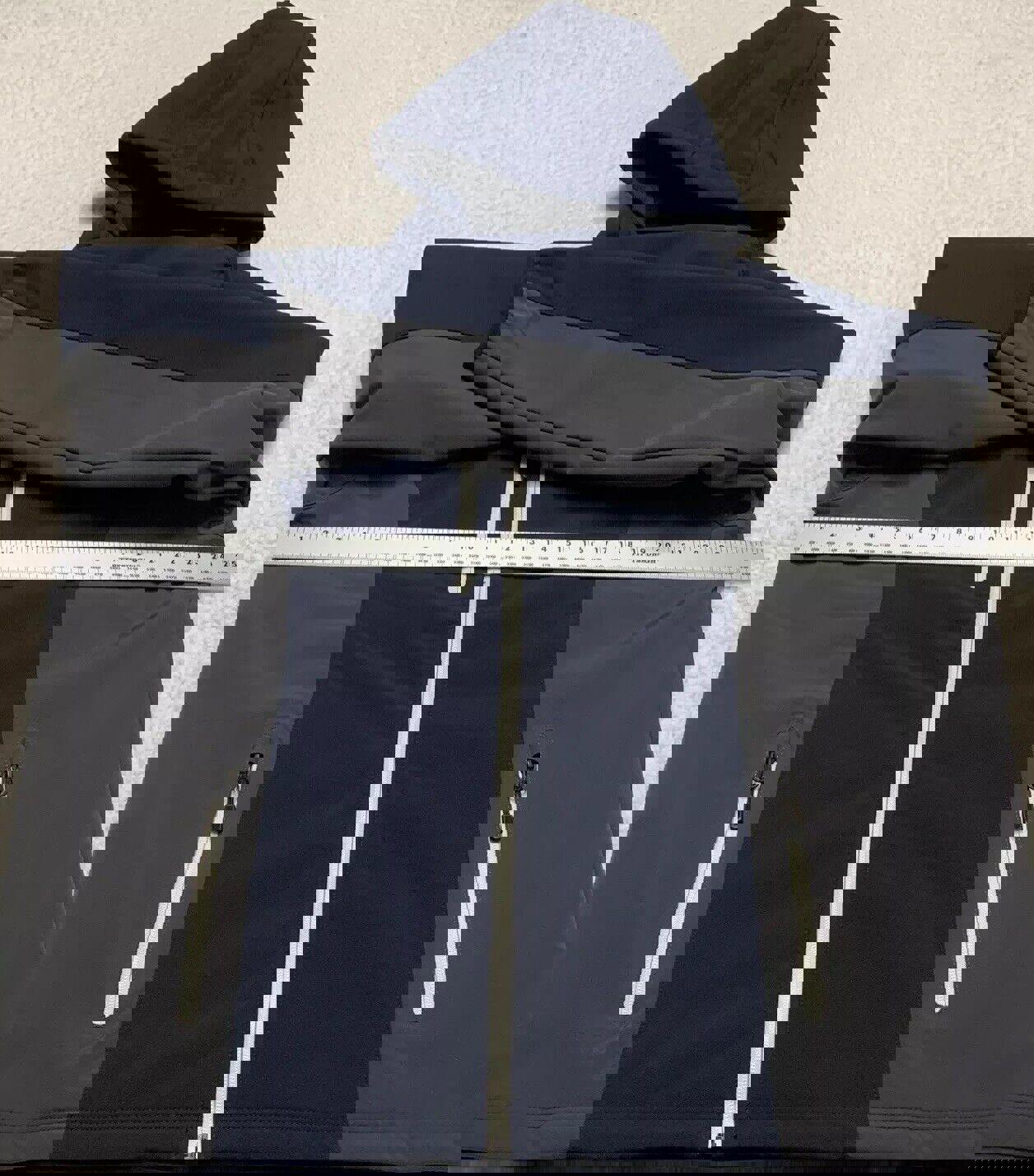 Chaqueta de golf Landway para hombre, con capucha, forro polar, cierre completo y caparazón blando, color azul marino/gris, talla mediana