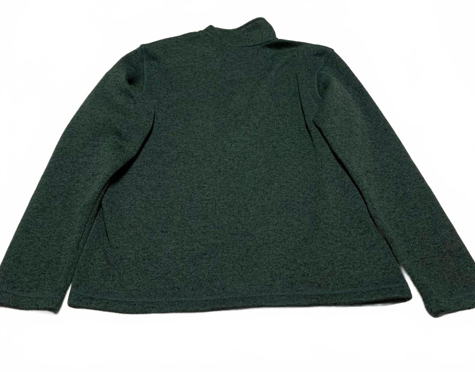 Suéter polar con cremallera de un cuarto verde oscuro mediano de Eddie Bauer para hombre