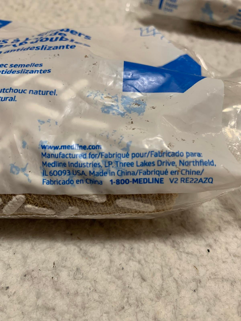 Pantuflas Medline de doble tirante, talla extragrande, color beige, 4 pares (lote)