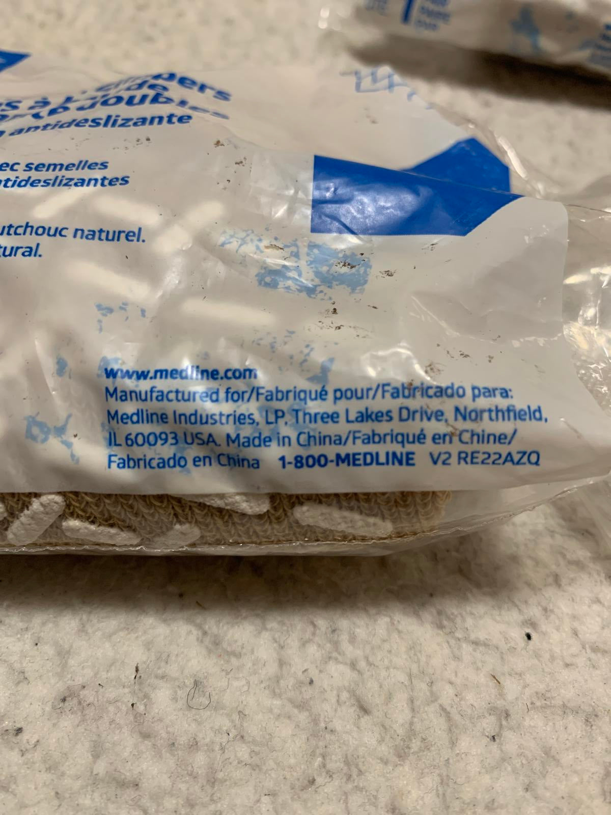 Pantuflas Medline de doble tirante, talla extragrande, color beige, 8 pares.