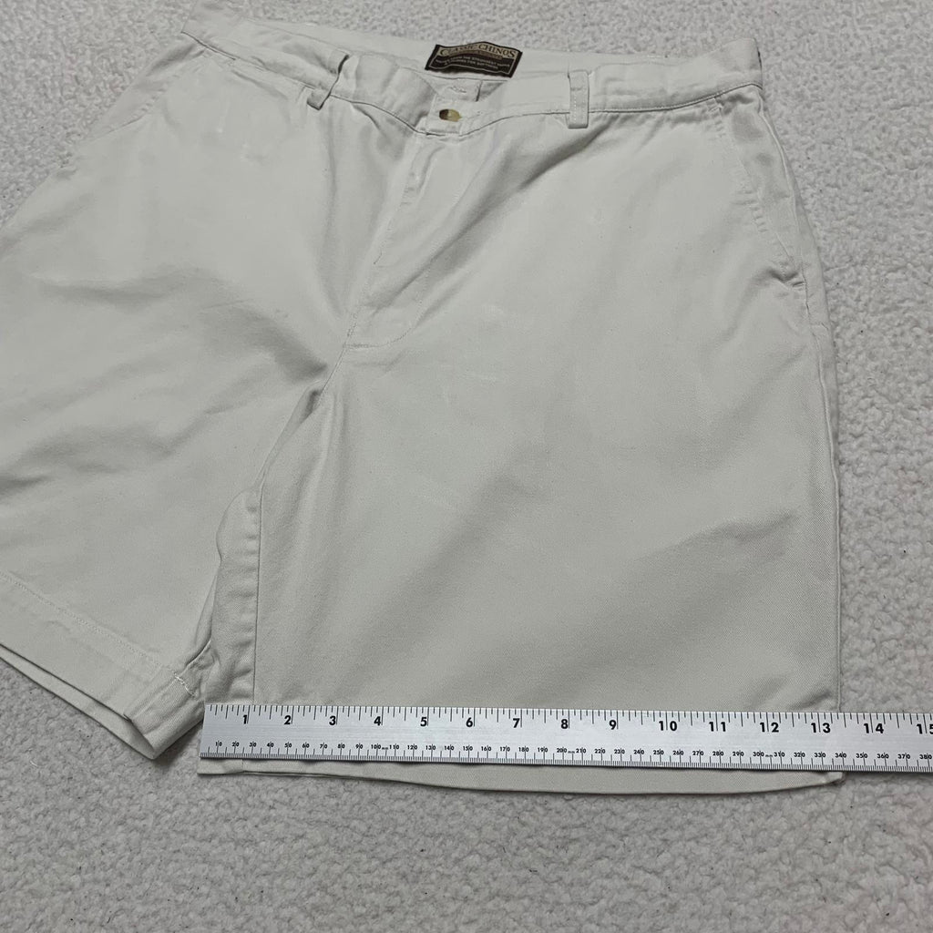 Pantalones cortos clásicos chinos para hombre, beige, talla 38, con parte delantera plana, informales, 100 % algodón, talla 37, India