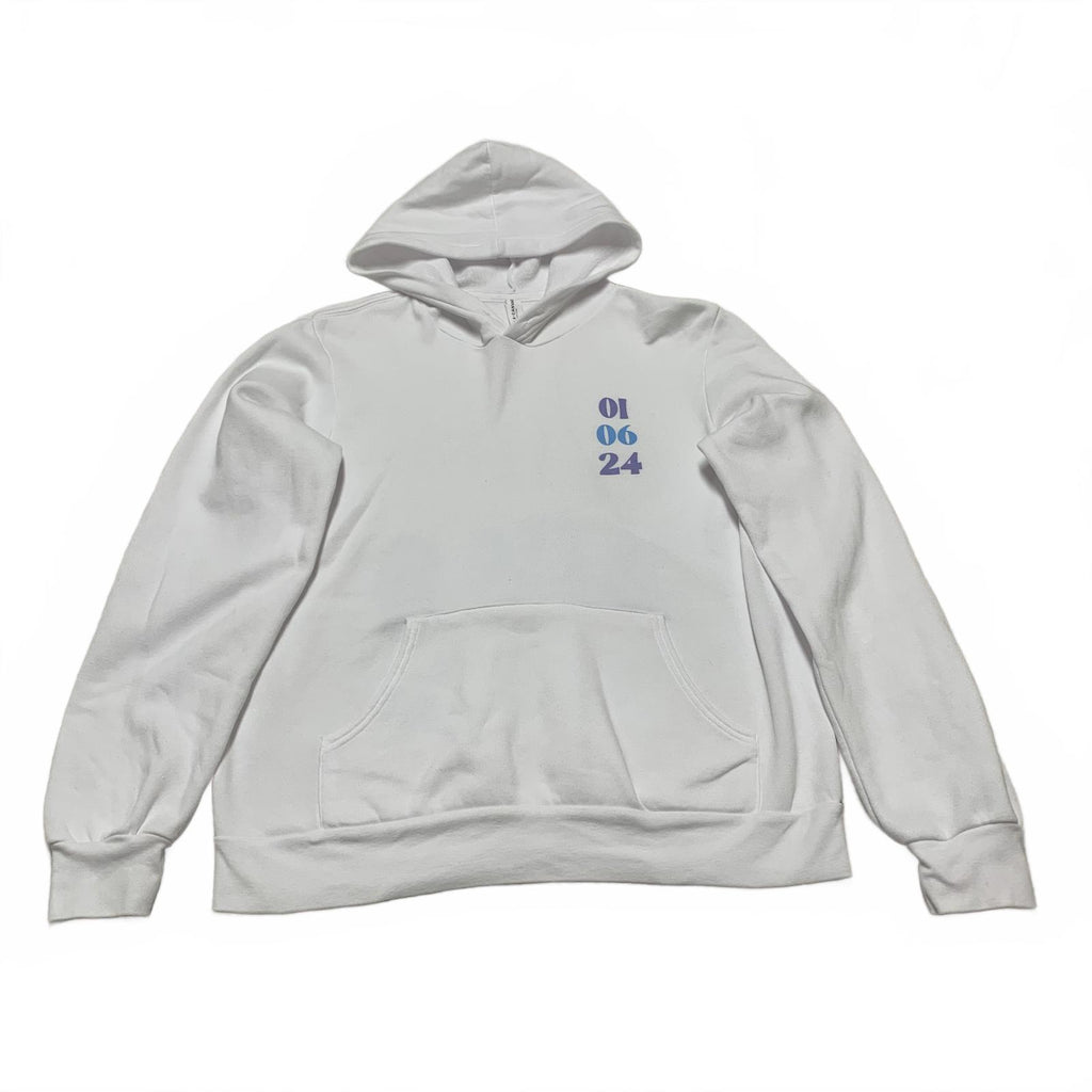 Sudadera con capucha y diseño gráfico en blanco mediano para mujer de la colección Bella + Canvas Fleece