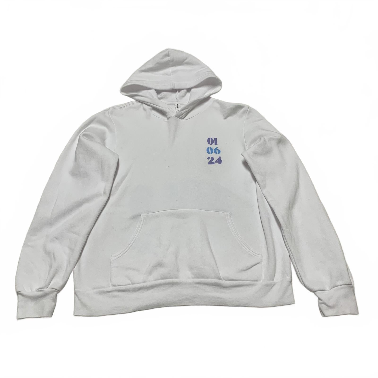 Sudadera con capucha y diseño gráfico en blanco mediano para mujer de la colección Bella + Canvas Fleece