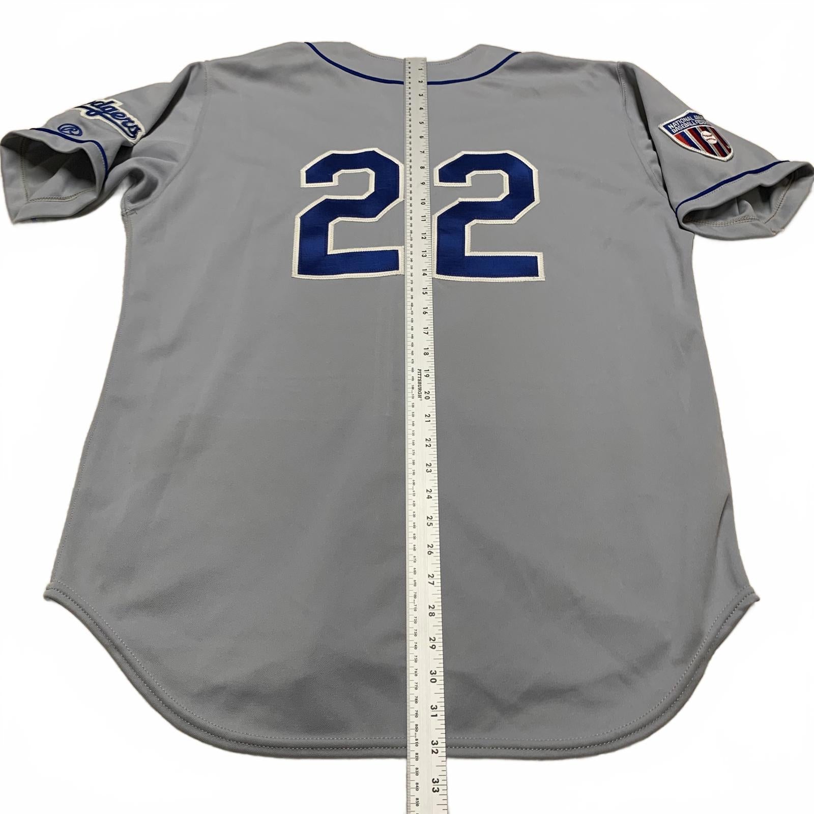 Camiseta de béisbol vintage de los años 80 y 90 de Rawlings Midville #22 de los Dodgers, para hombre, talla 44, gris