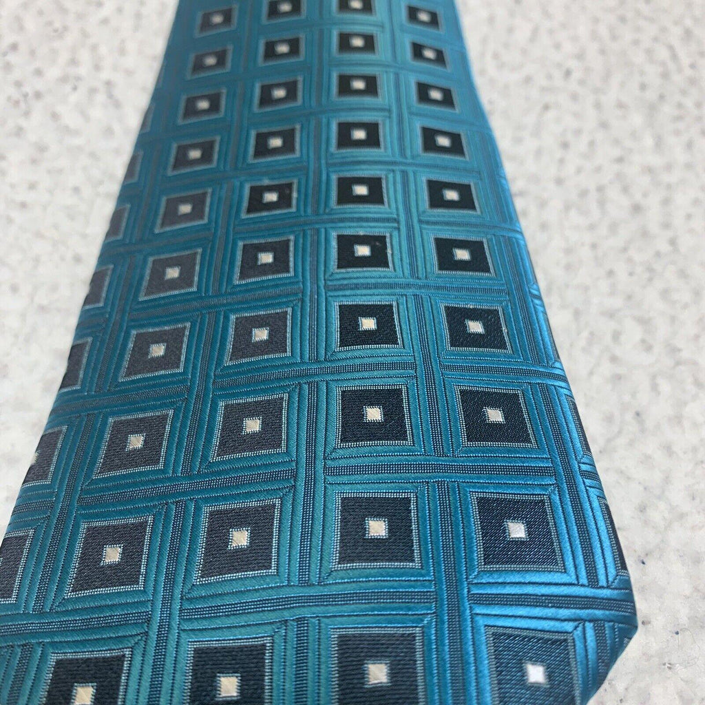 Adolfo Men's Formal Tie Classic Size Turquoise and  Black