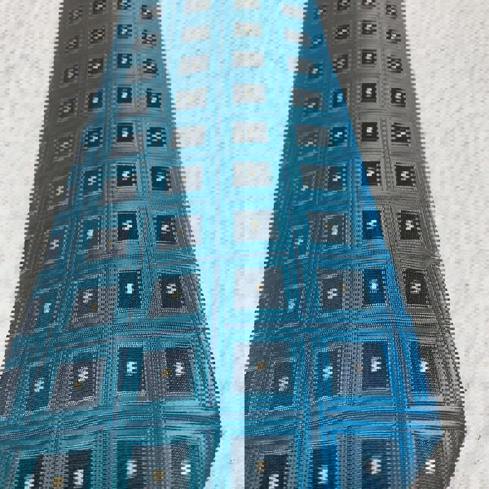 Corbata formal para hombre Adolfo, talla clásica, turquesa y negra