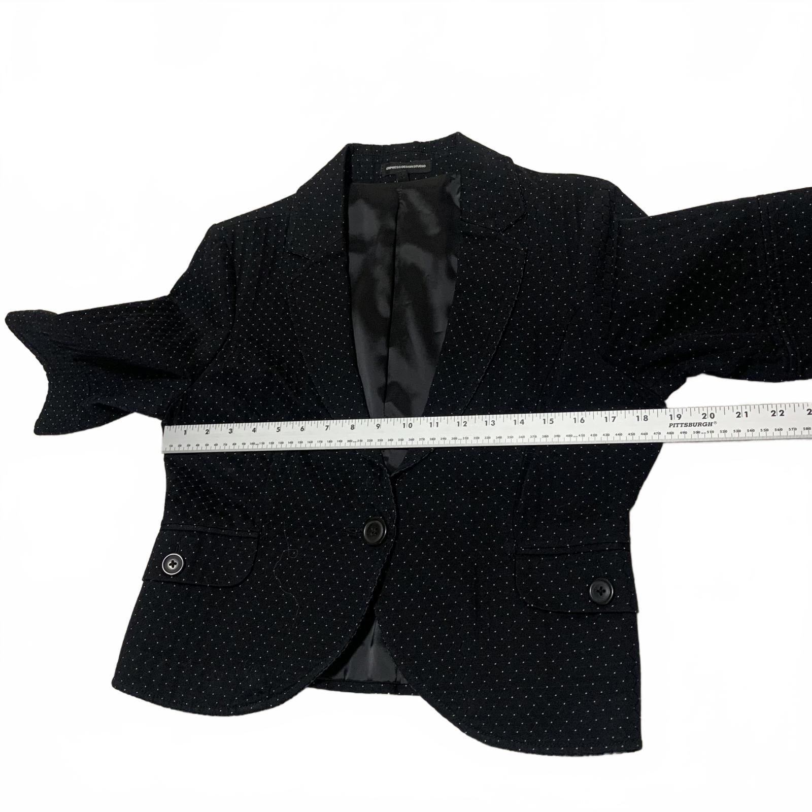 Express Design Studio Women's Size 12 Black White Polka Dots Blazer Satin Lining