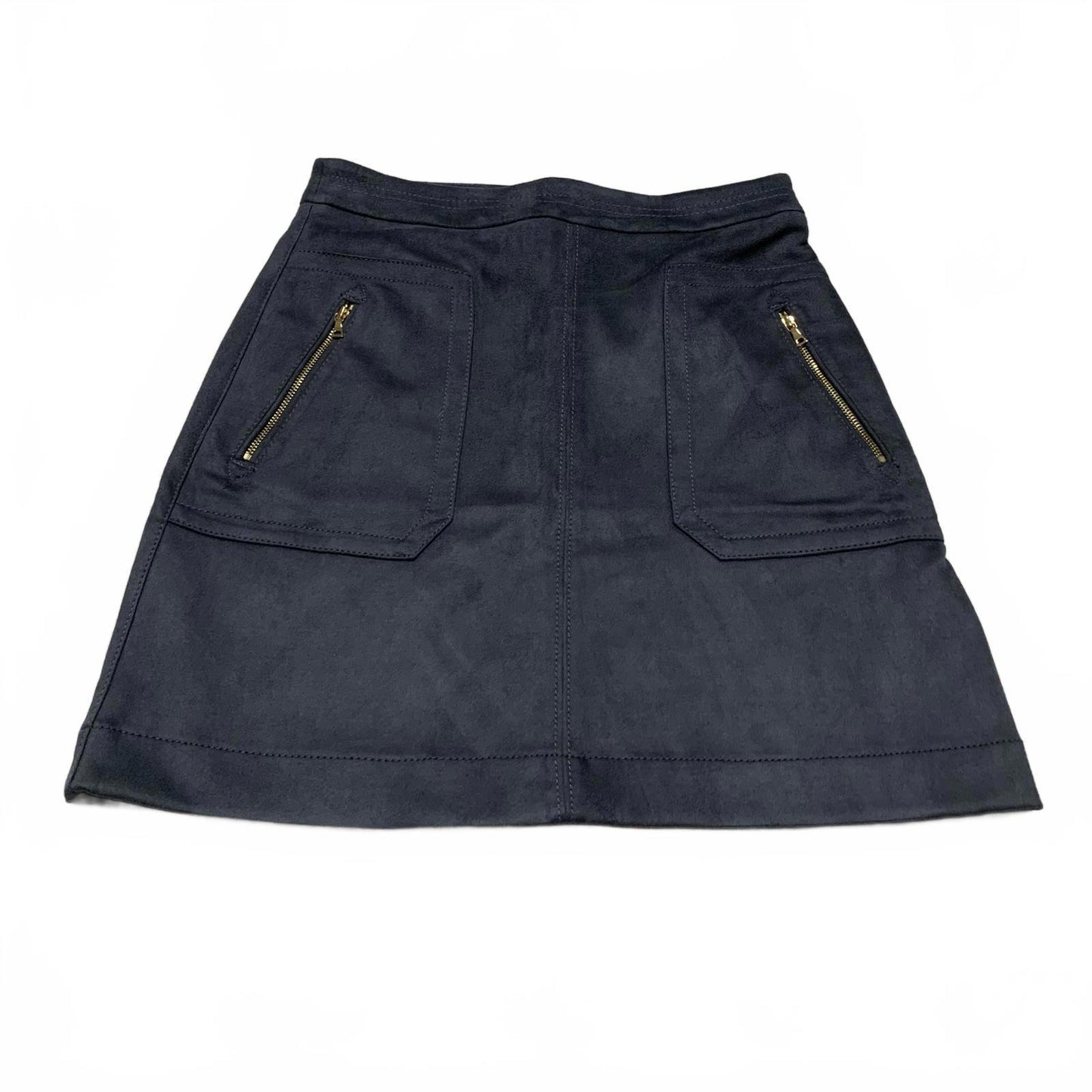 LOFT Petite Sze 00 Petite Suede Mini Skirt Zipper Pockets Charcoal Gray W 26.5
