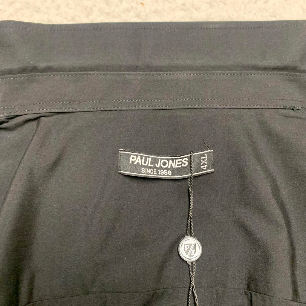 Camisa de manga larga con botones negra Paul Jones para hombre, talla 4XL