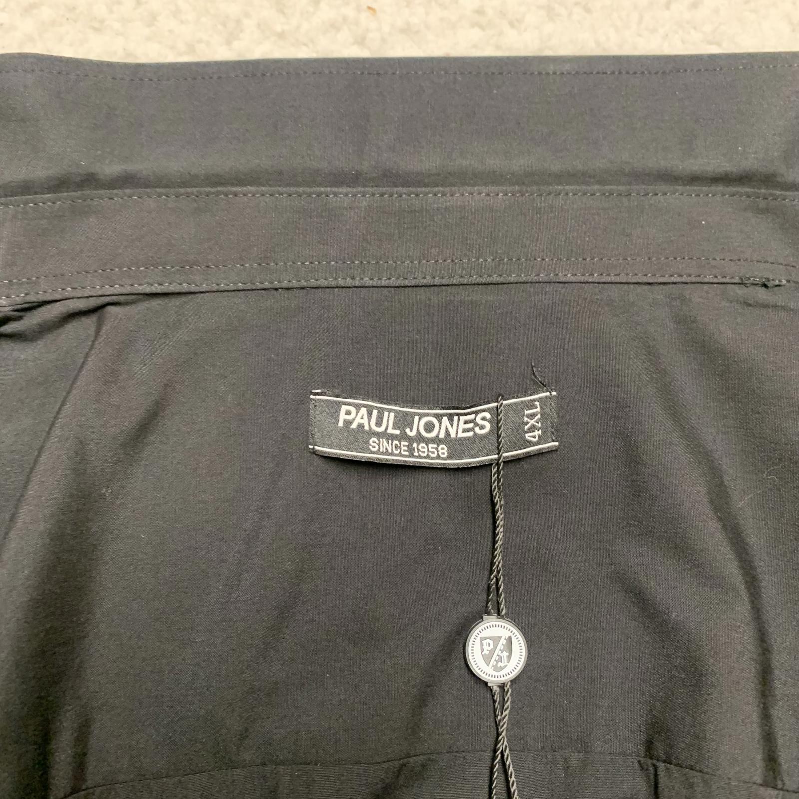 Camisa de manga larga con botones negra Paul Jones para hombre, talla 4XL