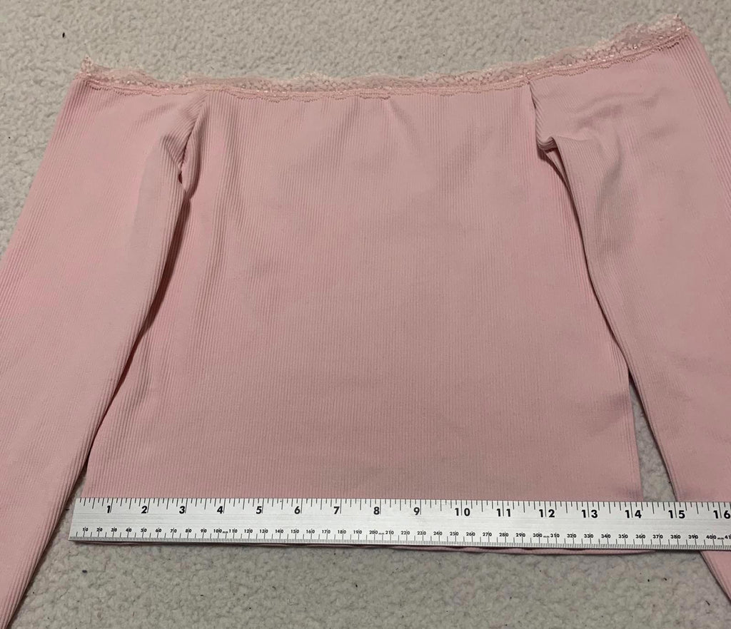 Top rosa de manga larga con hombros descubiertos para mujer, talla XL, de Charlotte Russe