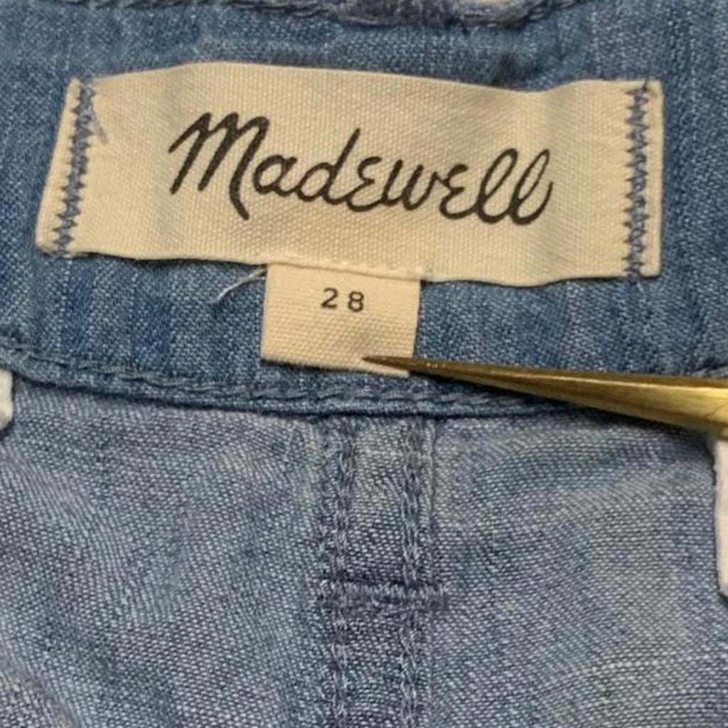 Bermudas Madewell de cambray azul para mujer, talla 28, talla 30
