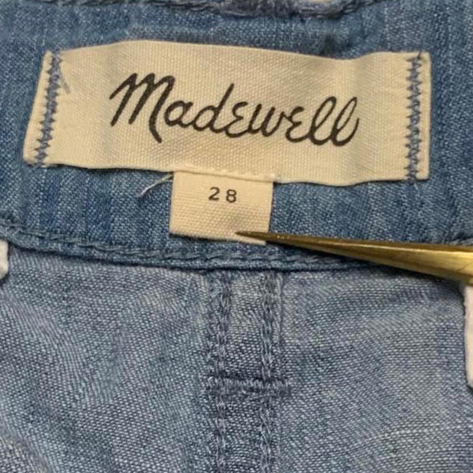 Bermudas Madewell de cambray azul para mujer, talla 28, talla 30