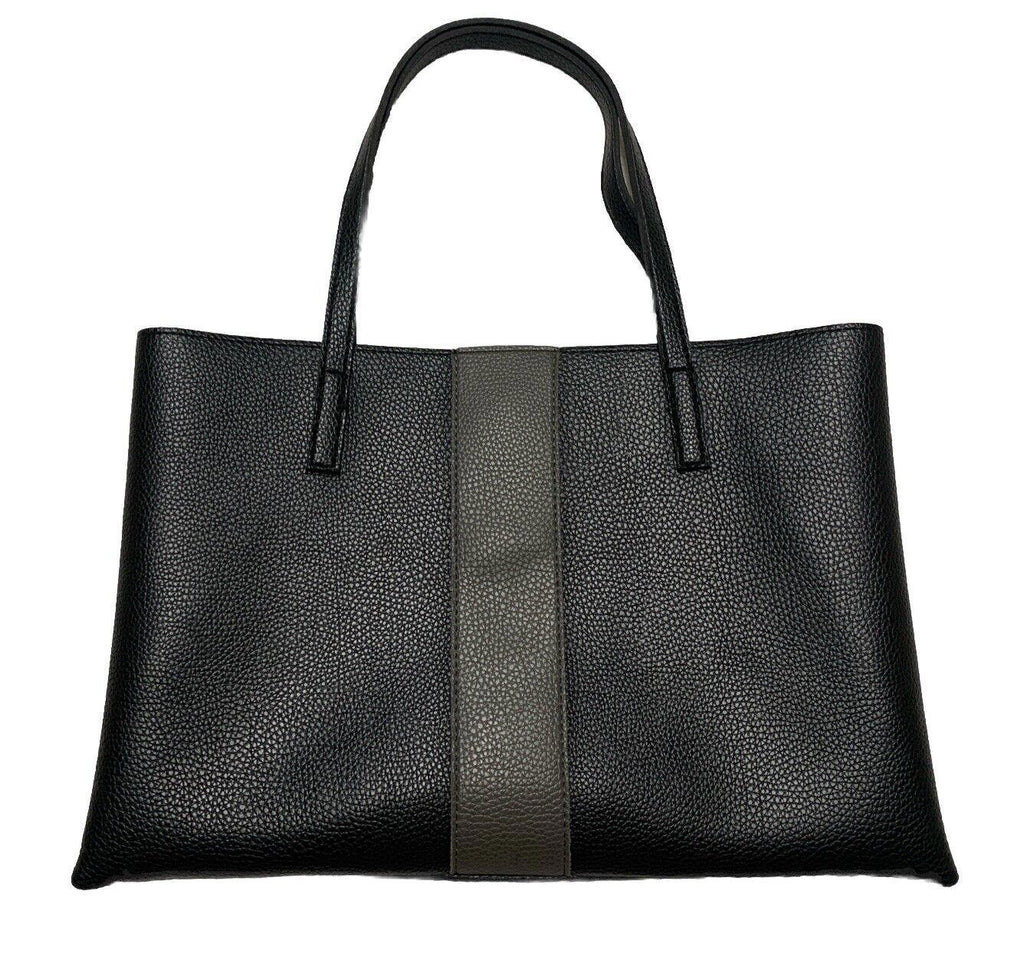 Bolso tote de piel vegana suave con diseño granulado de rayas grises y negras para mujer de Vince Camuto