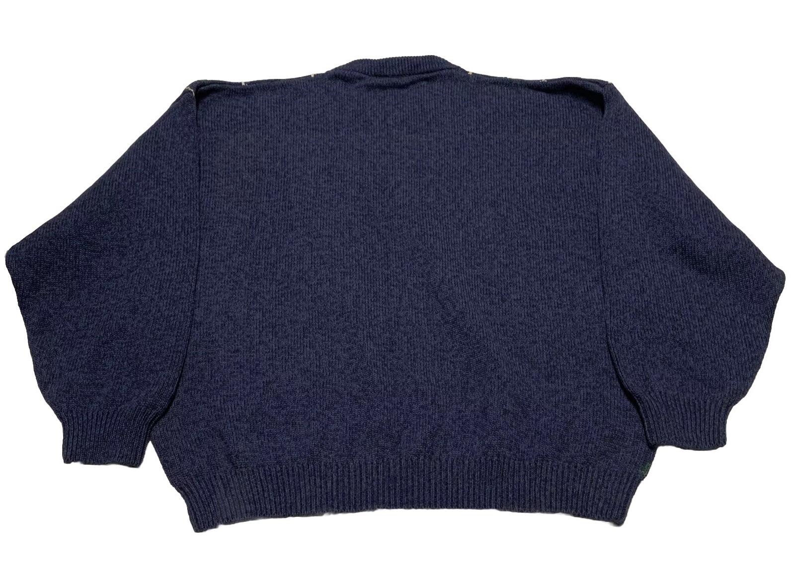 Suéter de punto azul verdoso XL de Izod para hombre, con rombos y cuello redondo, 100 % algodón