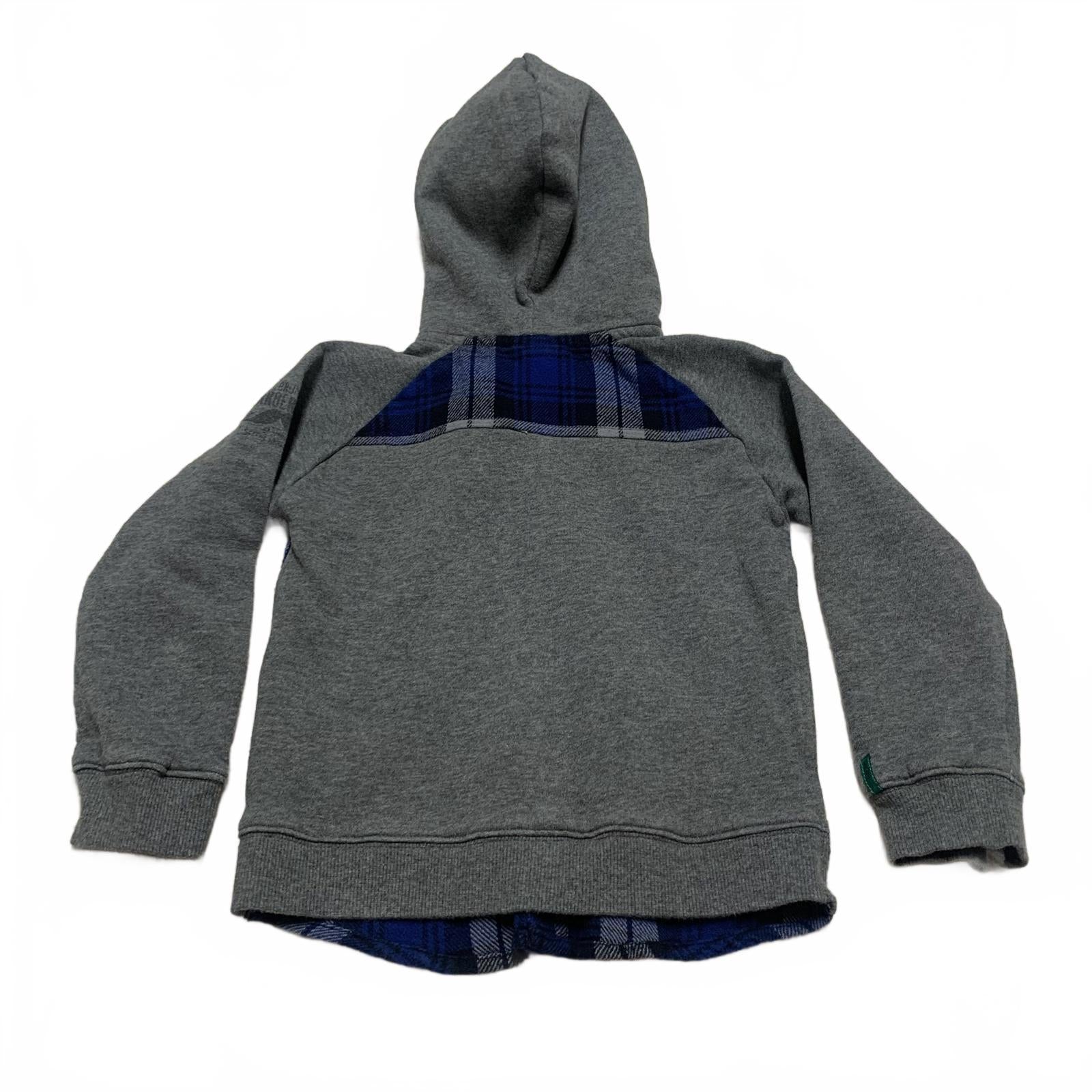 Camisa con capucha de franela azul gris Brums para niños, talla 5, algodón