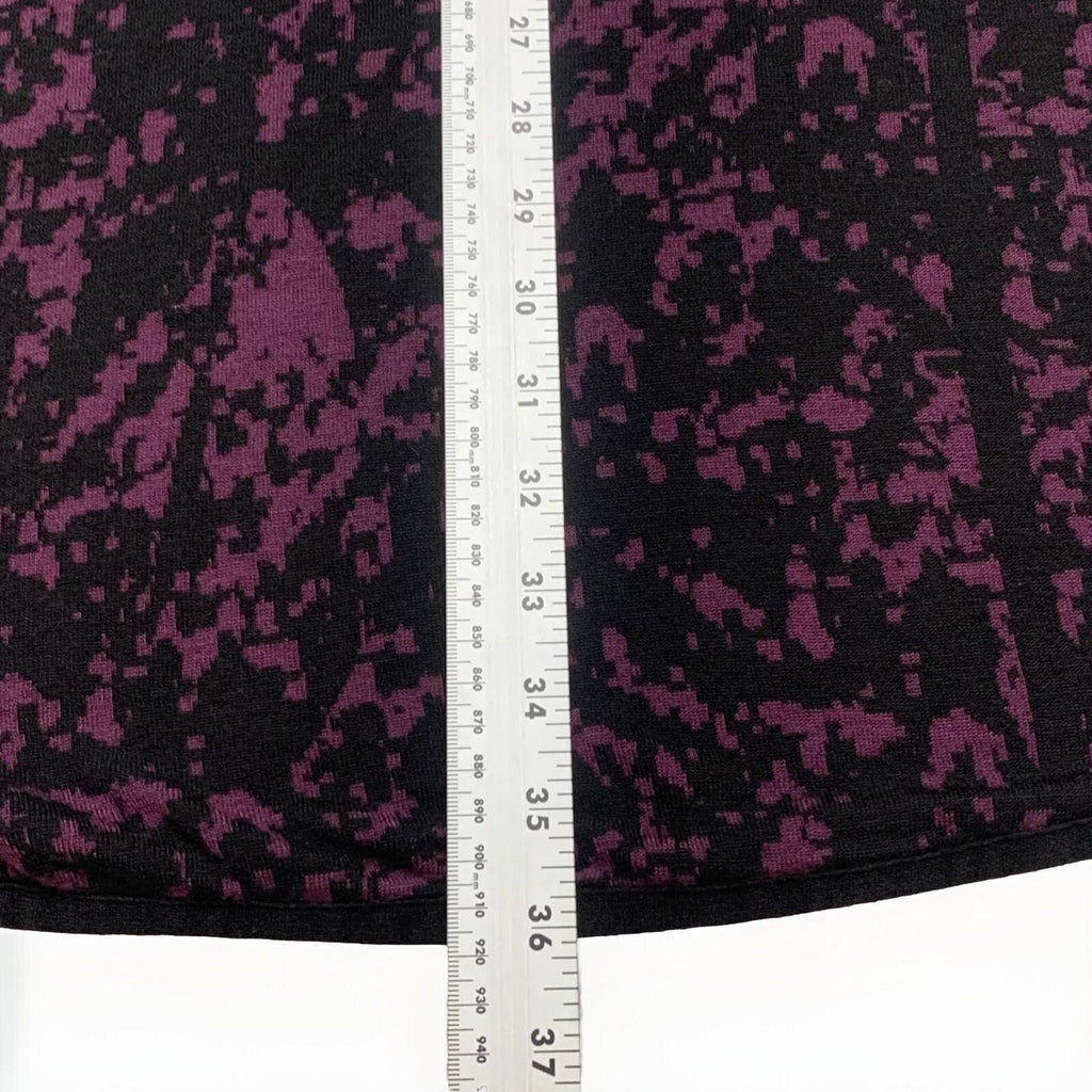 Vestido morado y negro abstracto Simply Vera Vera Wang, talla S, para mujer, con mangas 3/4 hasta la rodilla