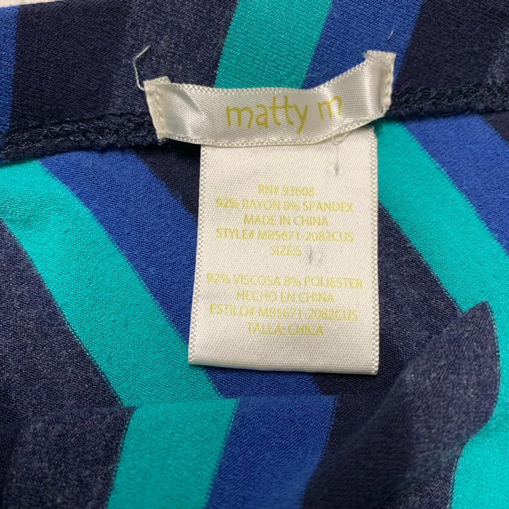 Falda midi convertible a vestido vintage Matty M para mujer, talla S, azul y verde a rayas