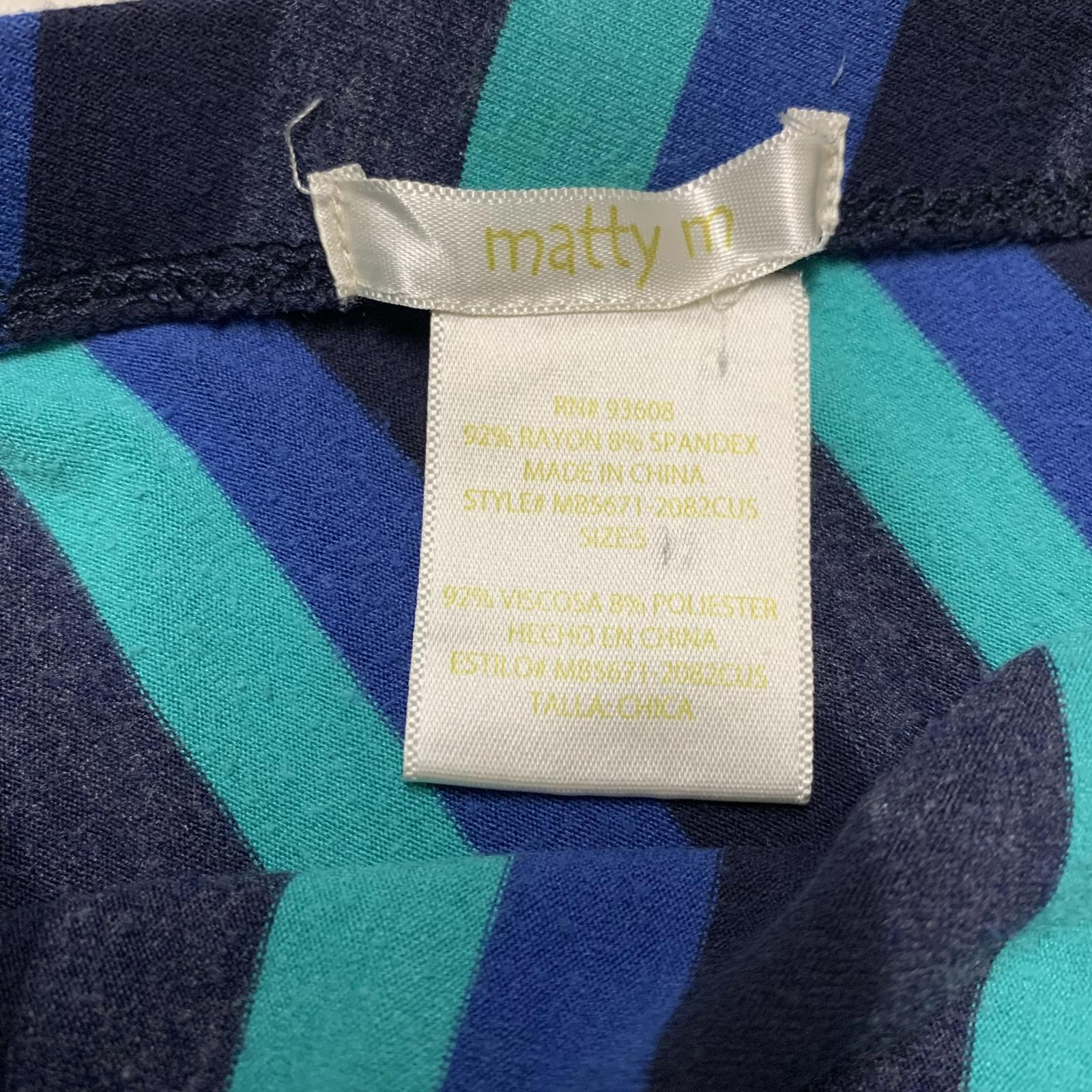 Falda midi convertible a vestido vintage Matty M para mujer, talla S, azul y verde a rayas