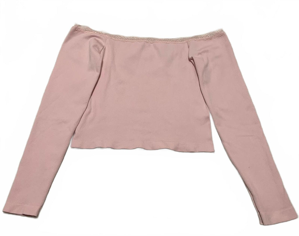 Top rosa de manga larga con hombros descubiertos para mujer, talla XL, de Charlotte Russe