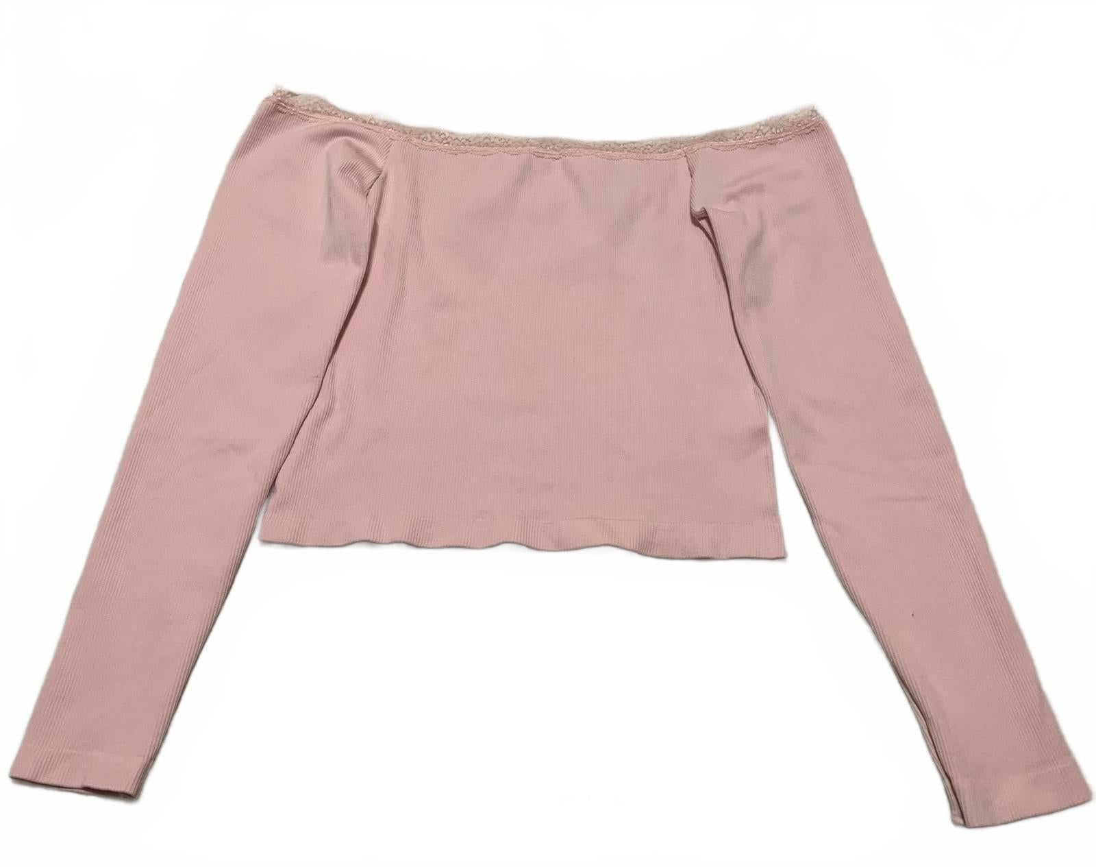 Top rosa de manga larga con hombros descubiertos para mujer, talla XL, de Charlotte Russe