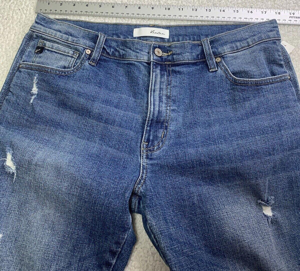 Jeans Kancan para mujer, talla 13.30, azul, desgastado, pierna recta