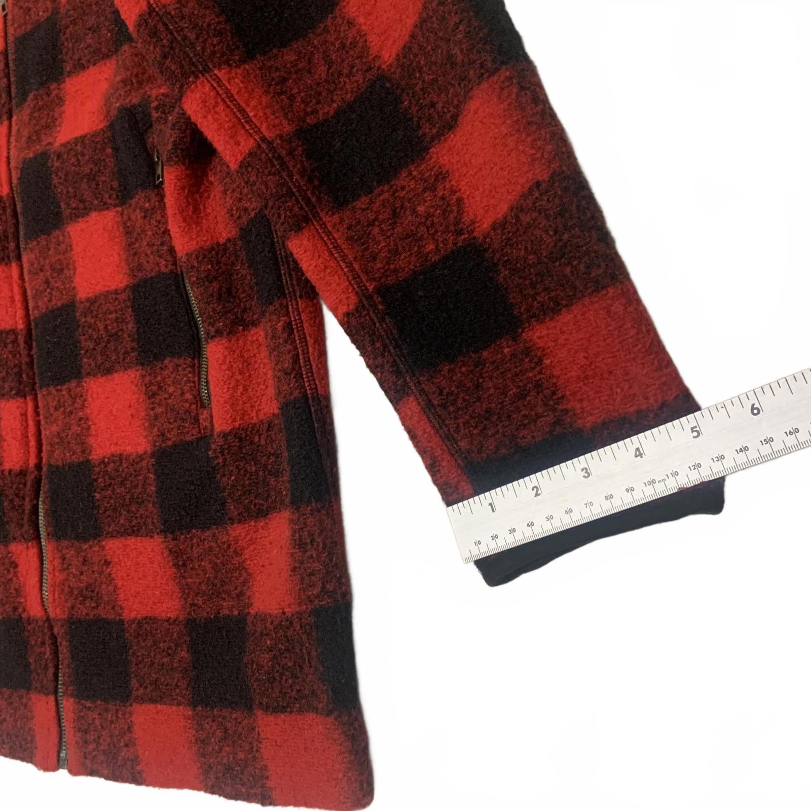 Chaqueta de forro polar con cremallera a cuadros rojos y negros Roots para hombre, talla L, estilo cálido y clásico