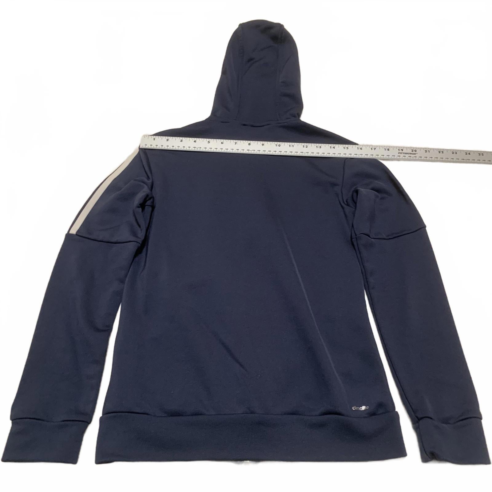 Sudadera con capucha y cremallera Adidas para mujer, talla S, azul marino, 3 rayas