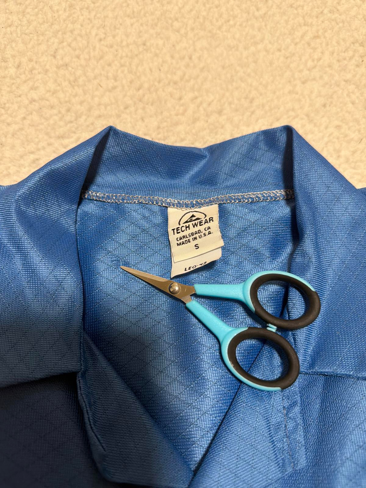 Chaqueta de trabajo ligera azul Vintage Tech Wear para hombre, talla pequeña