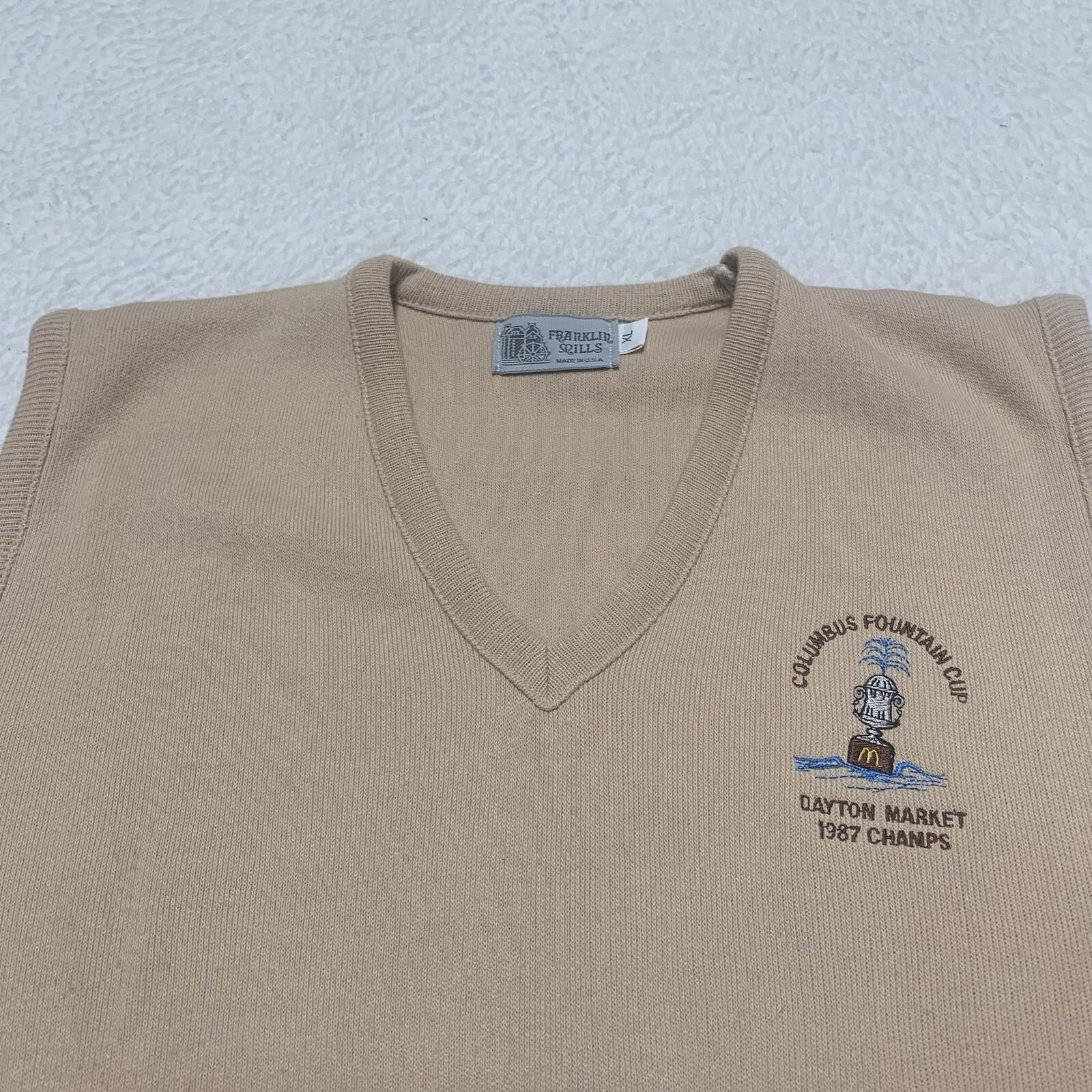 Chaleco VTG 87 McDonald's Fountain Cup Champs para hombre XL Franklin Mills Dayton Mkt