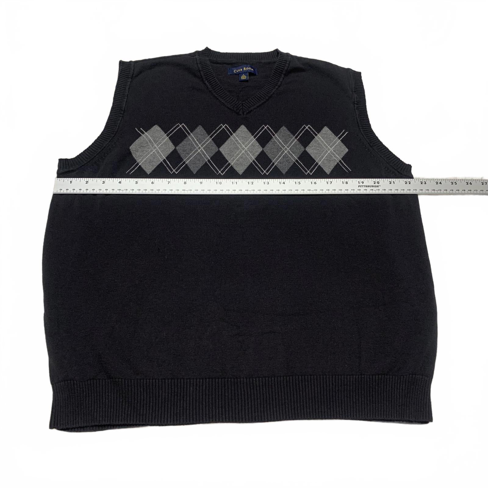 Chaleco de suéter con rombos negros de Club Room para hombre, talla grande