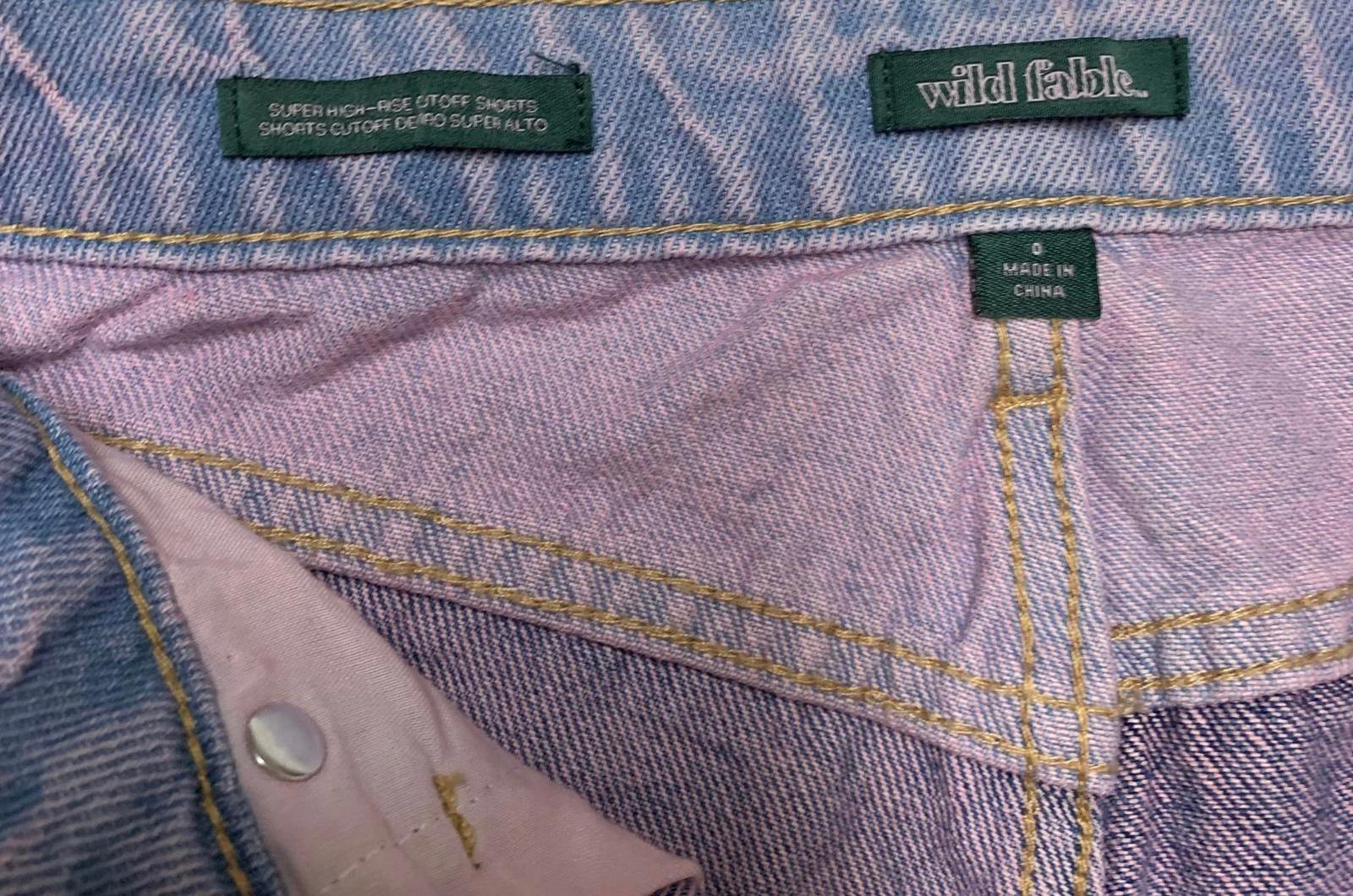 Pantalones cortos vaqueros con parches en azul y rosa para mujer de Wild Fable, talla 0, 24,5