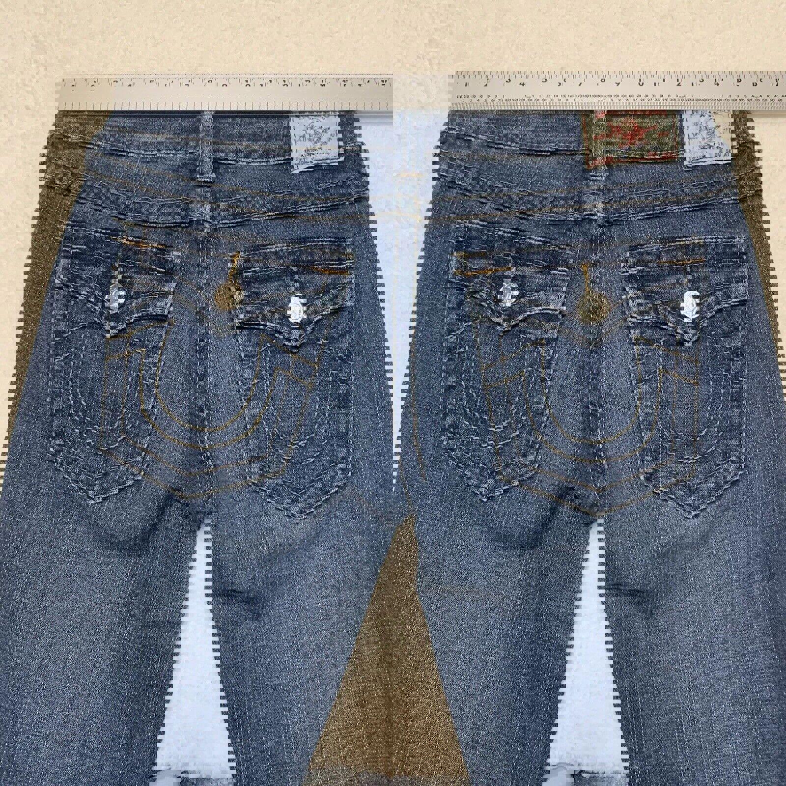 Vaqueros ajustados True Religion para mujer, talla 29, con solapa trasera azul
