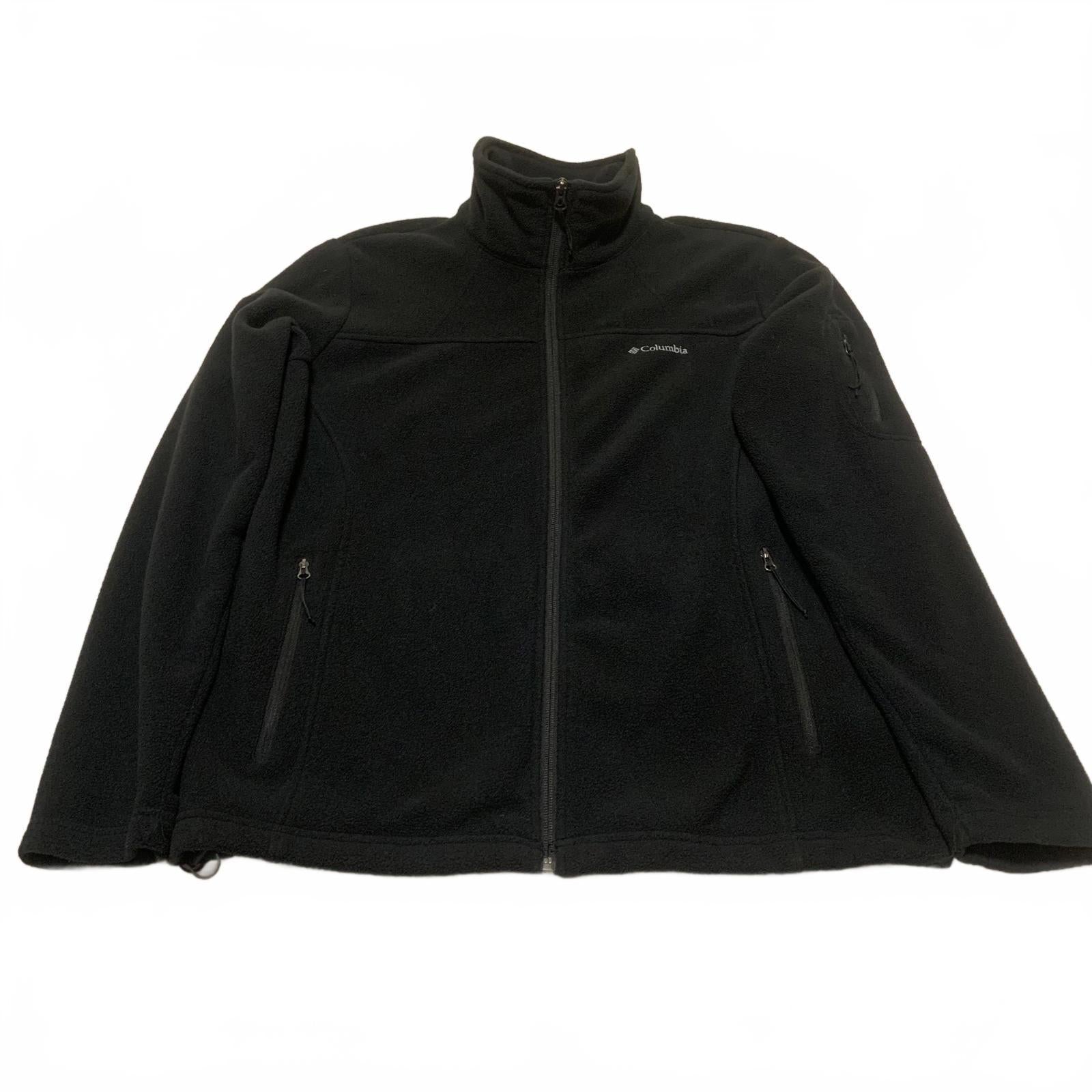 Chaqueta polar negra grande Columbia para mujer, con cremallera completa, para senderismo al aire libre, capa cálida