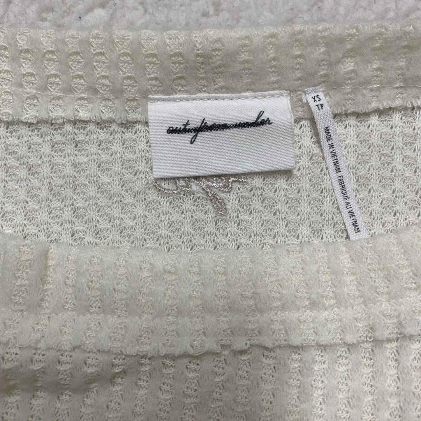 Out From Under UO Women XS  Ivory Oversized Waffle Knit Layering Top Slit