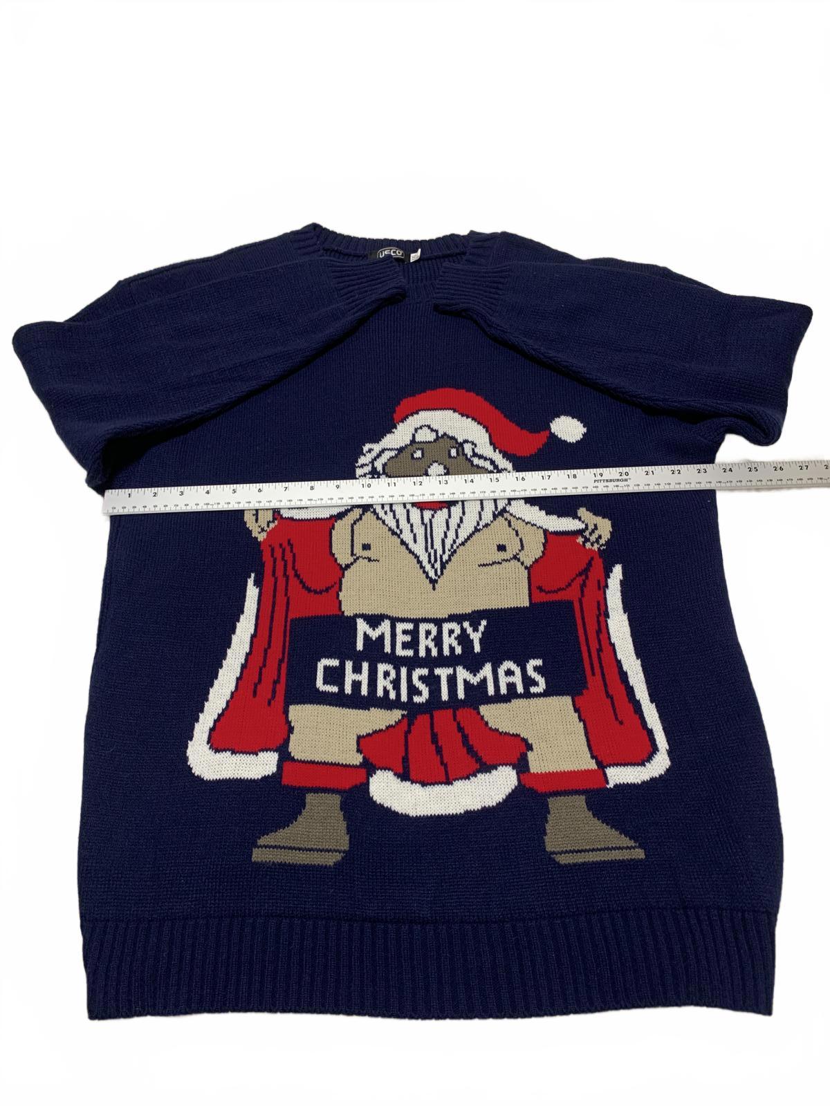 Suéter navideño azul marino USCO para hombre, talla XXL, con estampado festivo de Papá Noel