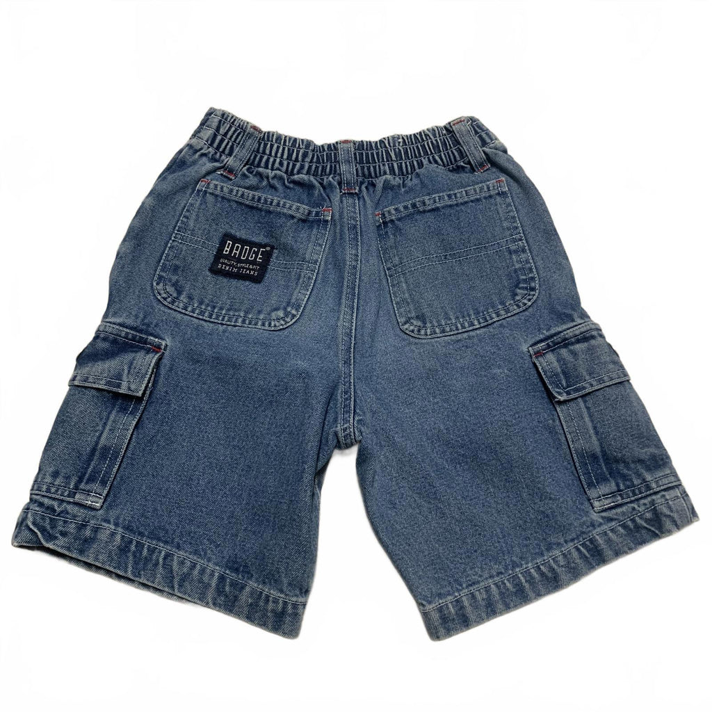 Pantalones vaqueros Badge Boys talla 6, pantalones cortos cargo de mezclilla elásticos azules de algodón W21