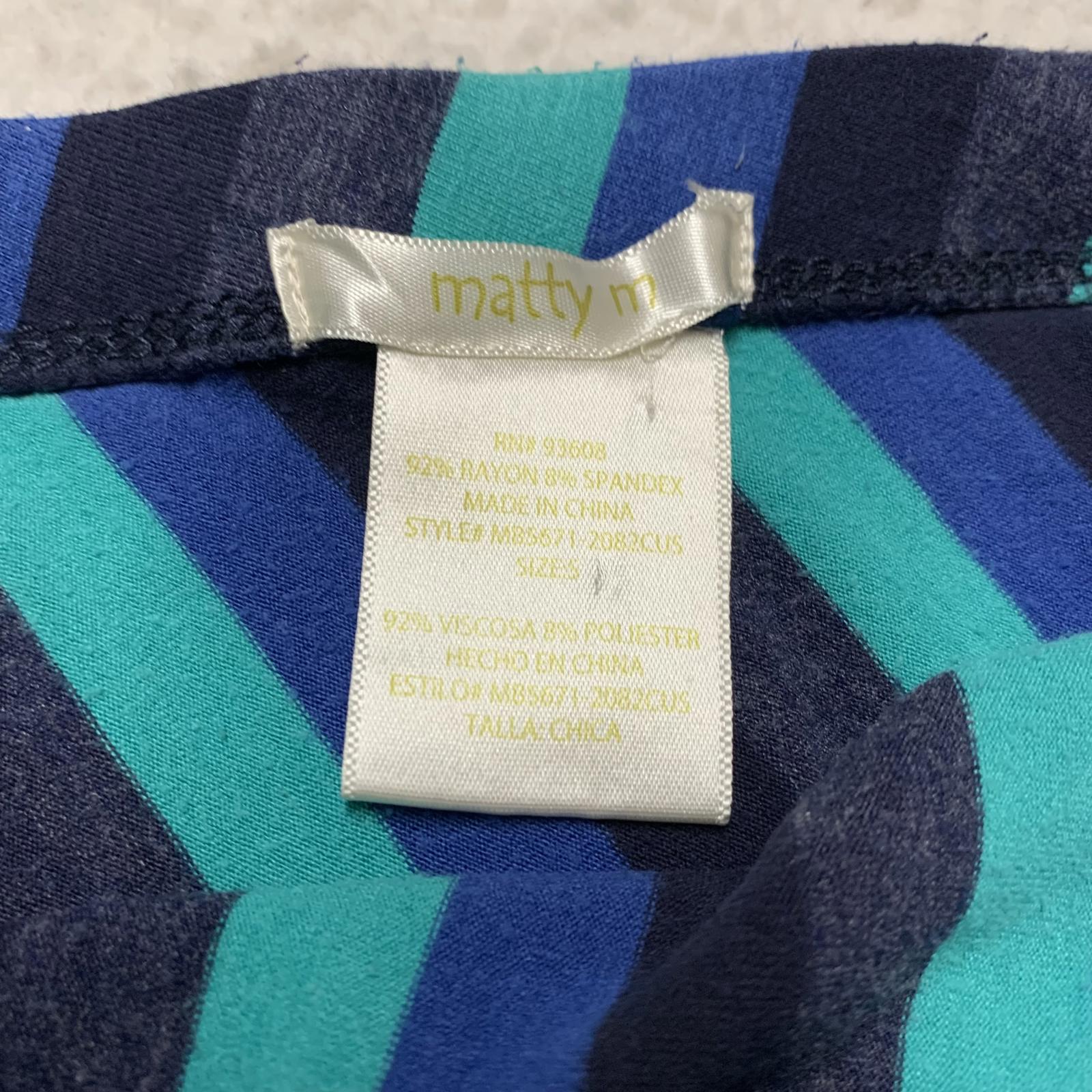 Falda midi convertible a vestido vintage Matty M para mujer, talla S, azul y verde a rayas